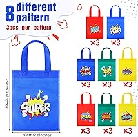 Vista 2 de Hosuly 24 bolsas de recuerdo de fiesta de héroes, no tejidas, bolsas reutilizables a granel con temática de héroe a granel, bolsas de regalo