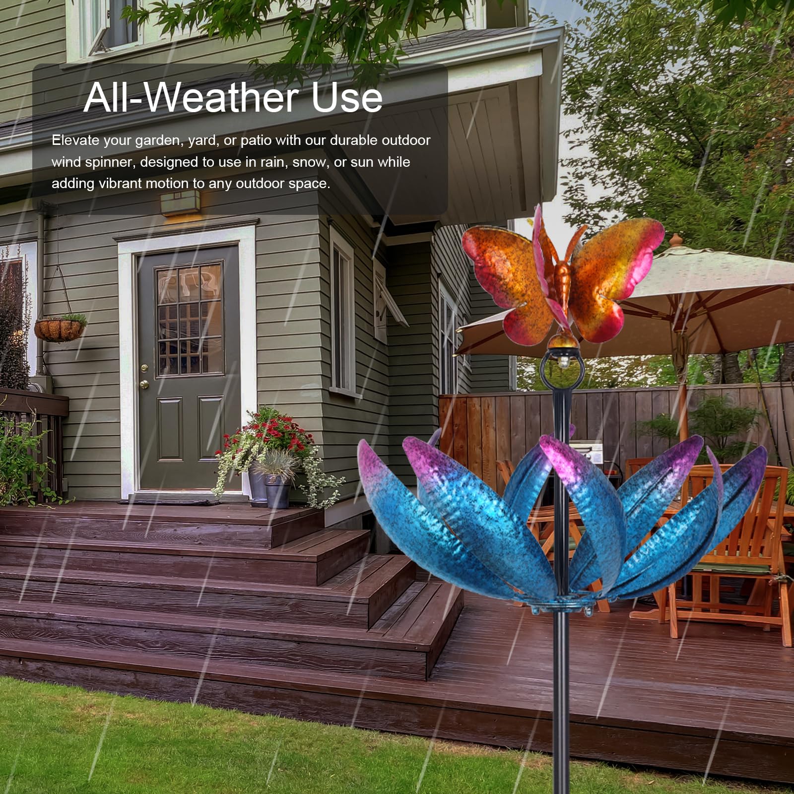 hogardeck Molinillo de Viento Grande para Exteriores, 197.1 cm de Metal, tulipán, Mariposa, tulipán, con estacas, Multicolor, rotación de 360°, esculturas cinéticas de Viento para el hogar, jardín,