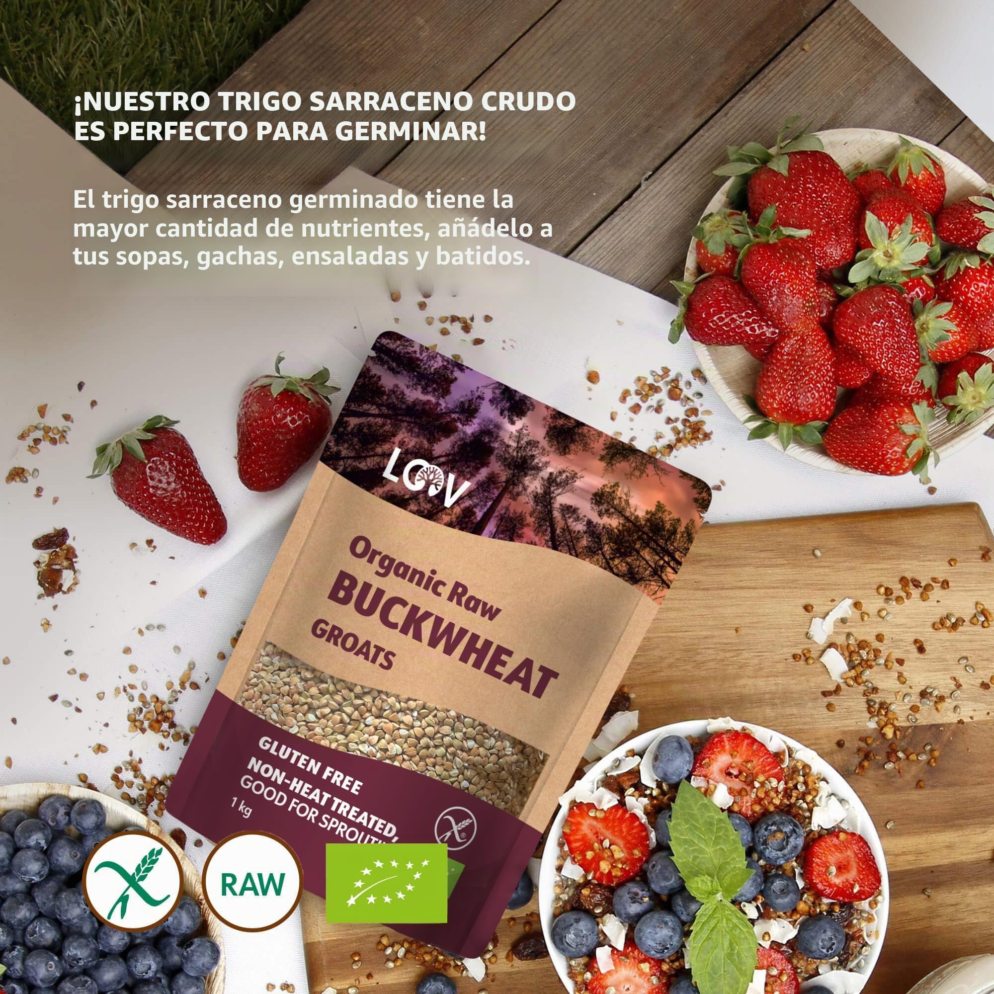 Harina de Trigo Sarraceno Cruda Orgánica, 1 kg, harina sin gluten, no tratada térmicamente, conserva todos los nutrientes, delicioso sabor a nuez, cultivado orgánicamente en climas nórdicos, no es OGM