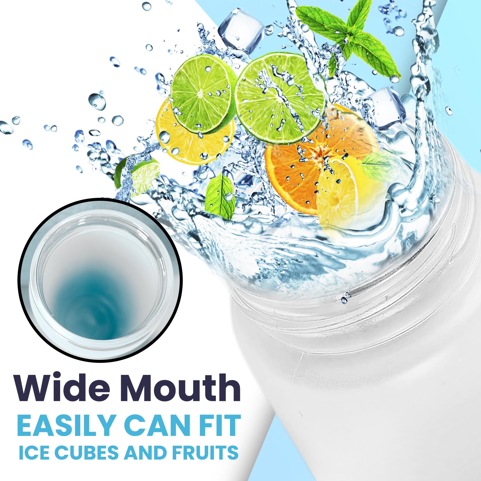 Botellas de agua de vidrio de borosilicato (azul (paquete de 1), 1000 ml
