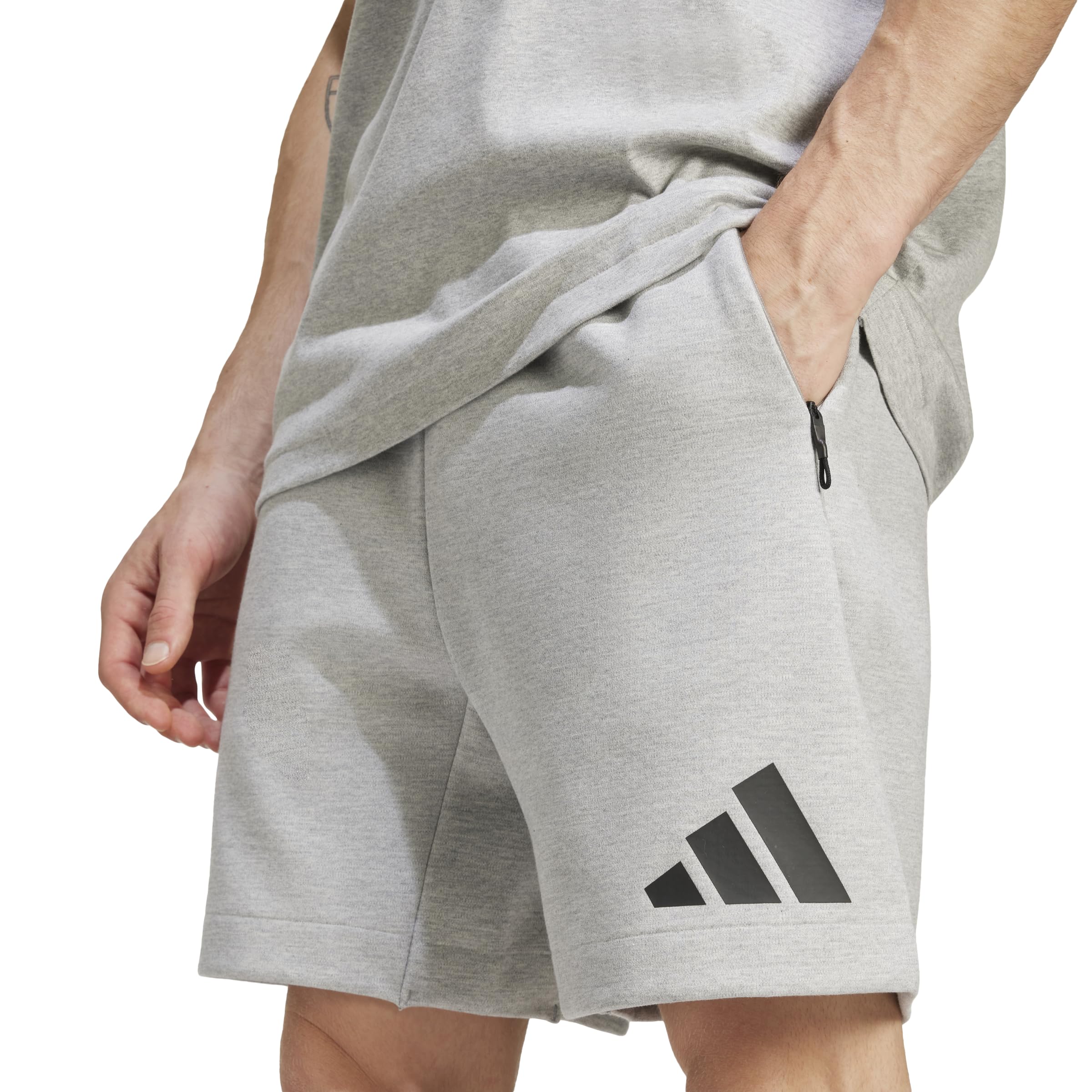 adidas Pantalones Cortos Z.N.E. para Hombre, Color Gris Medio Jaspeado, Mediano