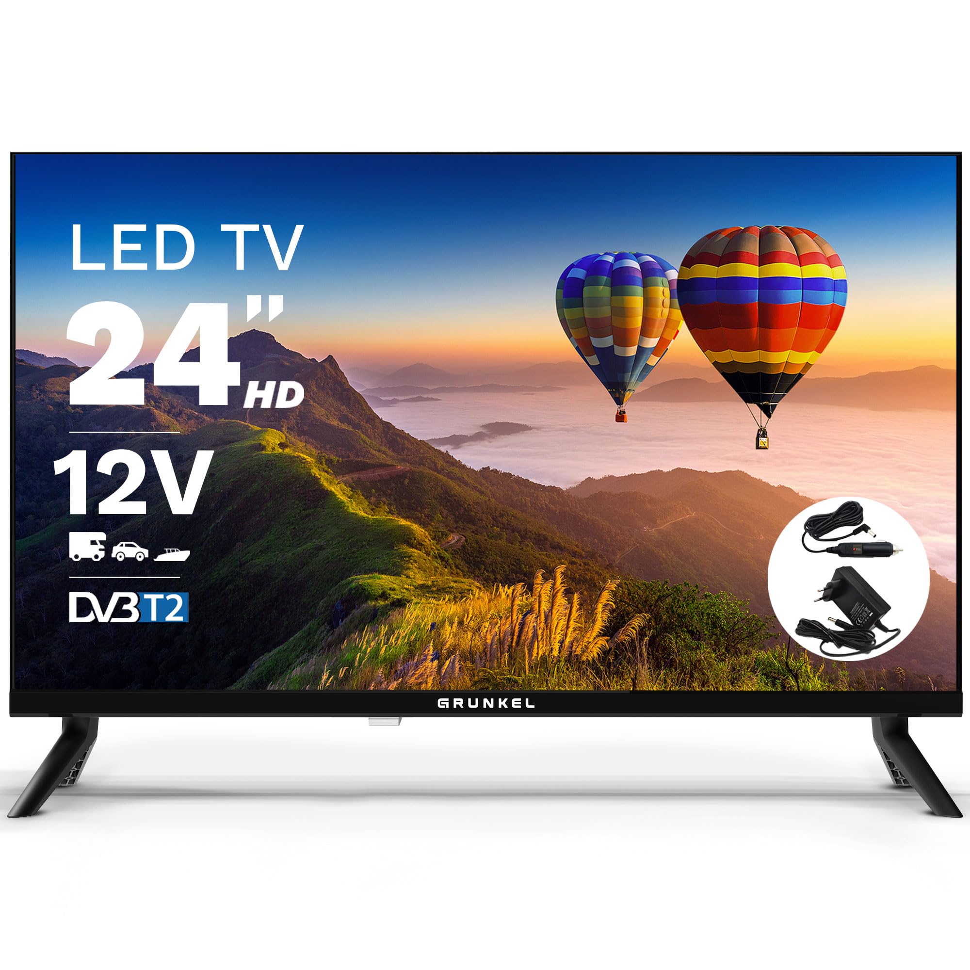 Grunkel LED-246WB12V Smart TV LED 24” HD | Sistema webOS | 12V Autocaravana y Barco | TDT2 + Satélite HD | WiFi | USB Grabador | 3 HDMI | Sonido 6W [Clase de eficiencia energética E]