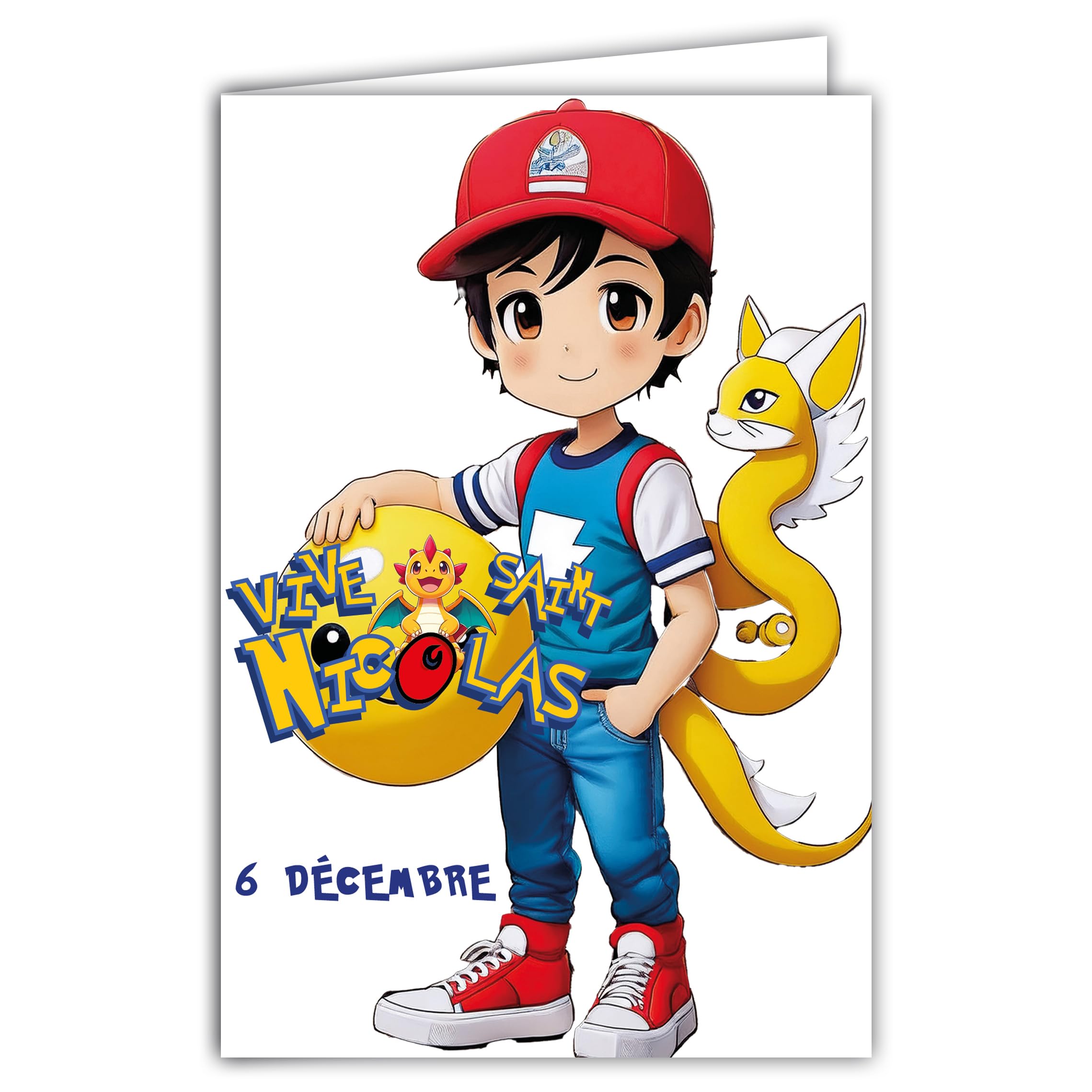68-1362 Card Vive Saint Nicholas 6 December Wish a Happy Birthday to a Little School Boy Who Loves Fantastic Monsters to Collect – with White Envelope Size 12 x 17 cm