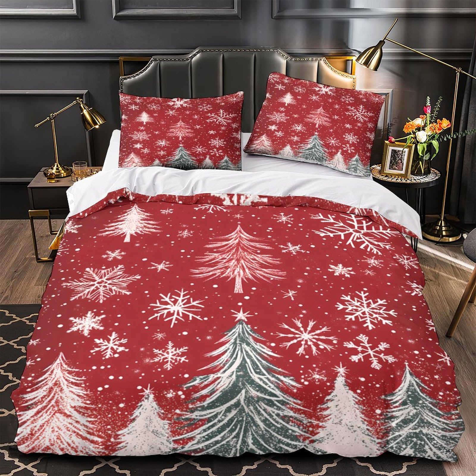 MMDASBVPE Christmas Decor Duvet Cover 3D Design Printed Machine Washable 3 Pieces Bedding Set Zipper Comforter Cover Hotel Quality Breathable for Adults Kids Women Teens Youth King（220x240cm）