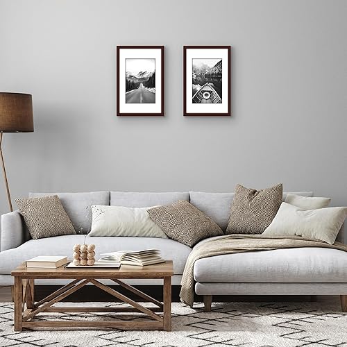 Vista 593 de Americanflat Portarretratos de 8 x 12 pulgadas con plexiglás pulido, juego de 2 portarretratos de 6 x 8 pulgadas con paspartú o para fotos de 8 x 12