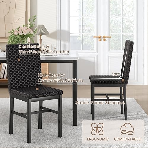 Miniatura 5 de Recaceik Juego de mesa de comedor para 4, juego moderno de 5 piezas con mesa de cocina de mármol sintético y 4 sillas tapizadas en terciopelo, juego