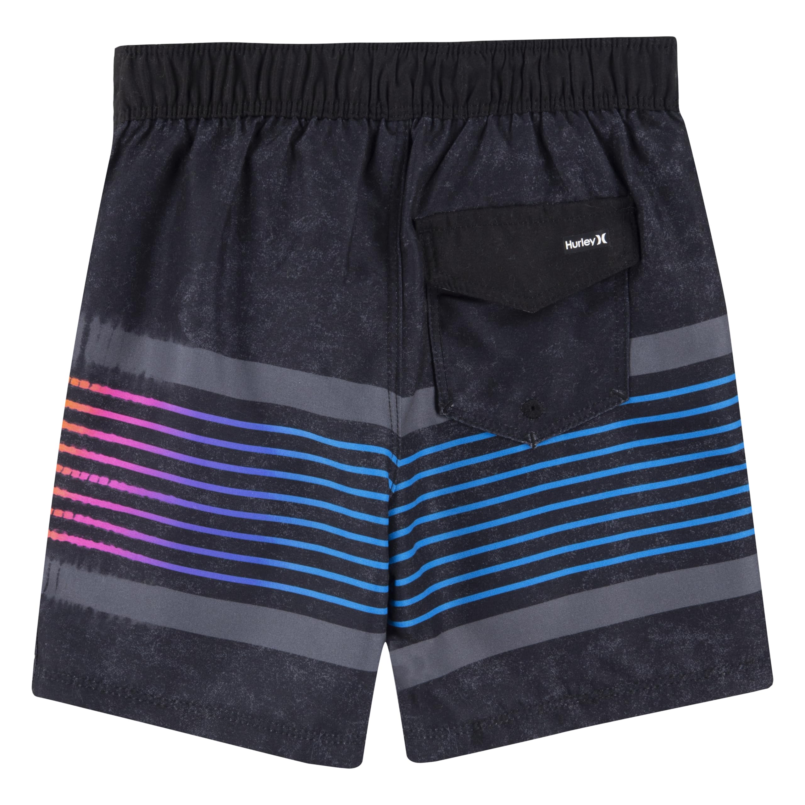 Hurley Boy's Printed Stripe Boardshorts (Big Kids) Black 20 Big Kid