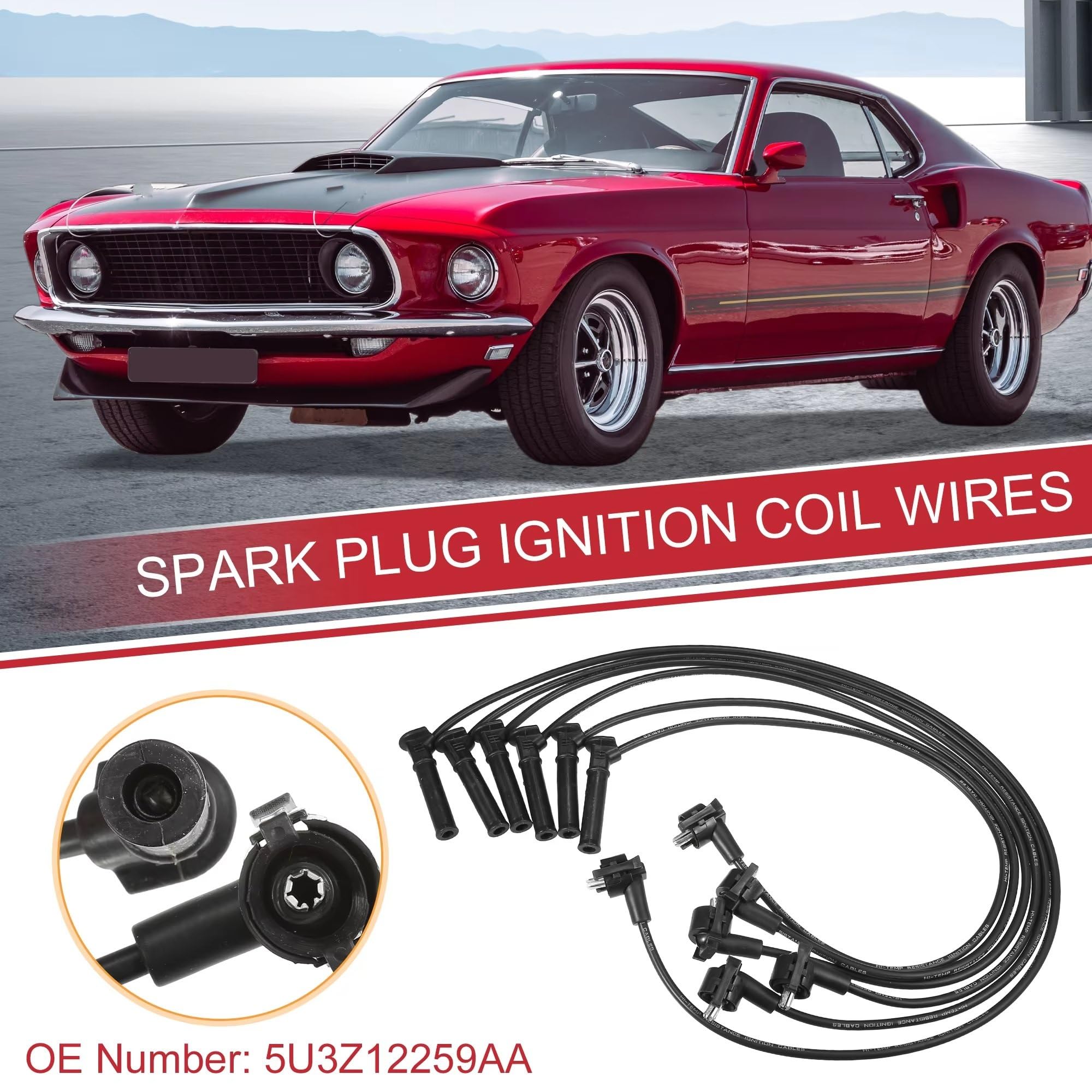 Cables de bujía compatibles con Mustang V6 4.0L 2005 2006 2007 2008 2009 2010 5U3Z12259AA Cable de bujía Cable de Bobina de Encendido