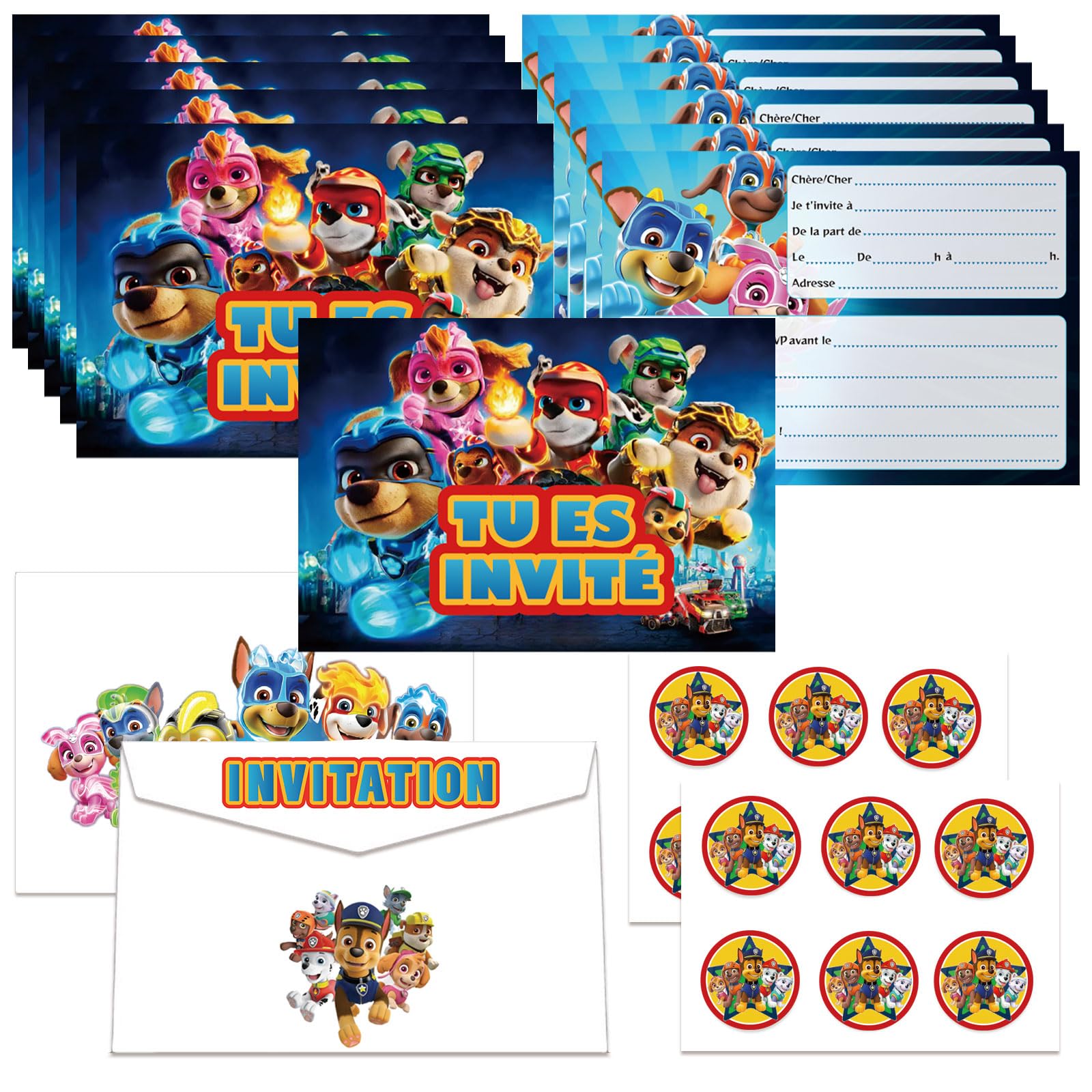 YCWSSB Carte invitation Anniversaire Hot-whels(Français), 12pcs Carte D'invitation+ Enveloppe