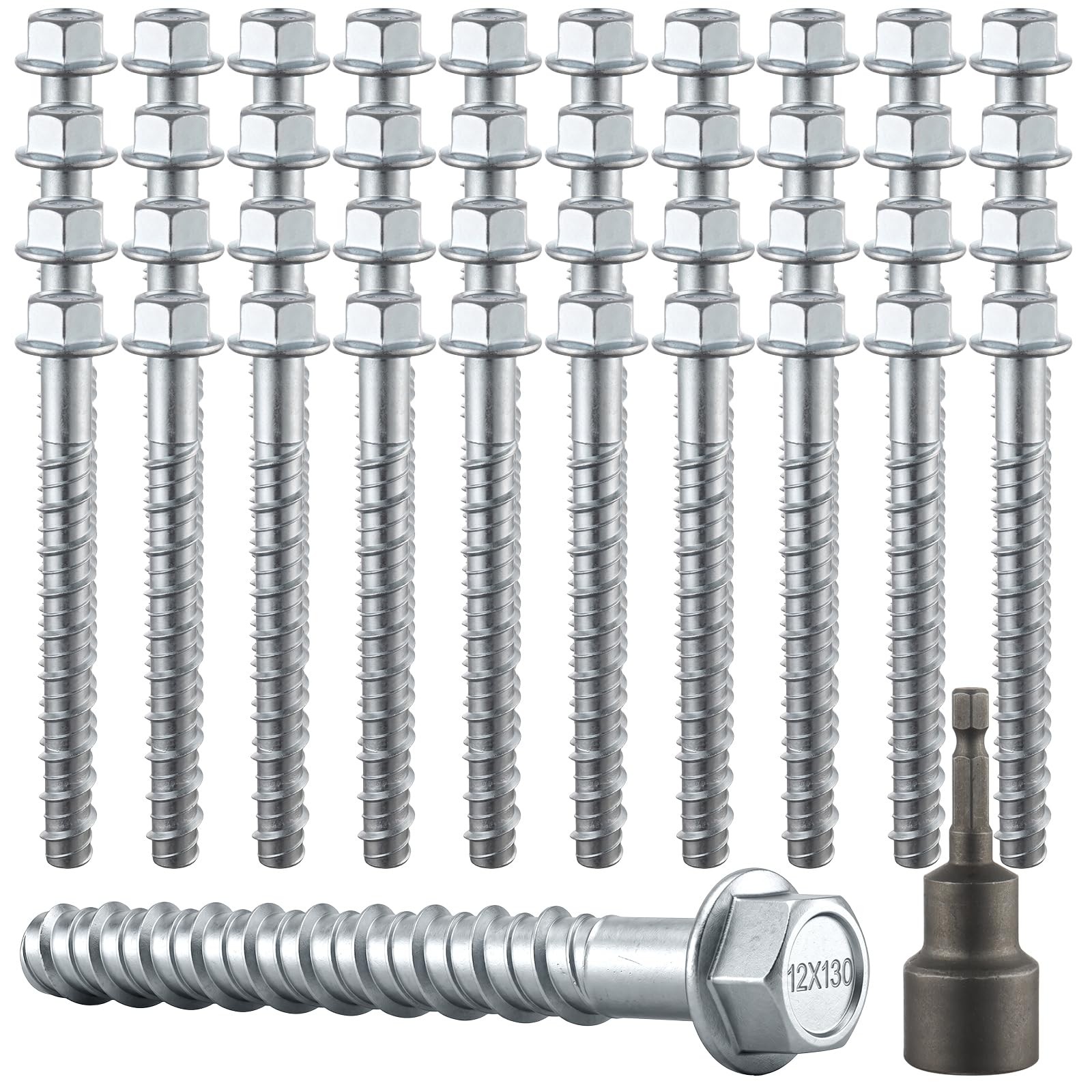 40 anclajes de hormigón galvanizado de 0.5 x 5 pulgadas con 1 enchufe