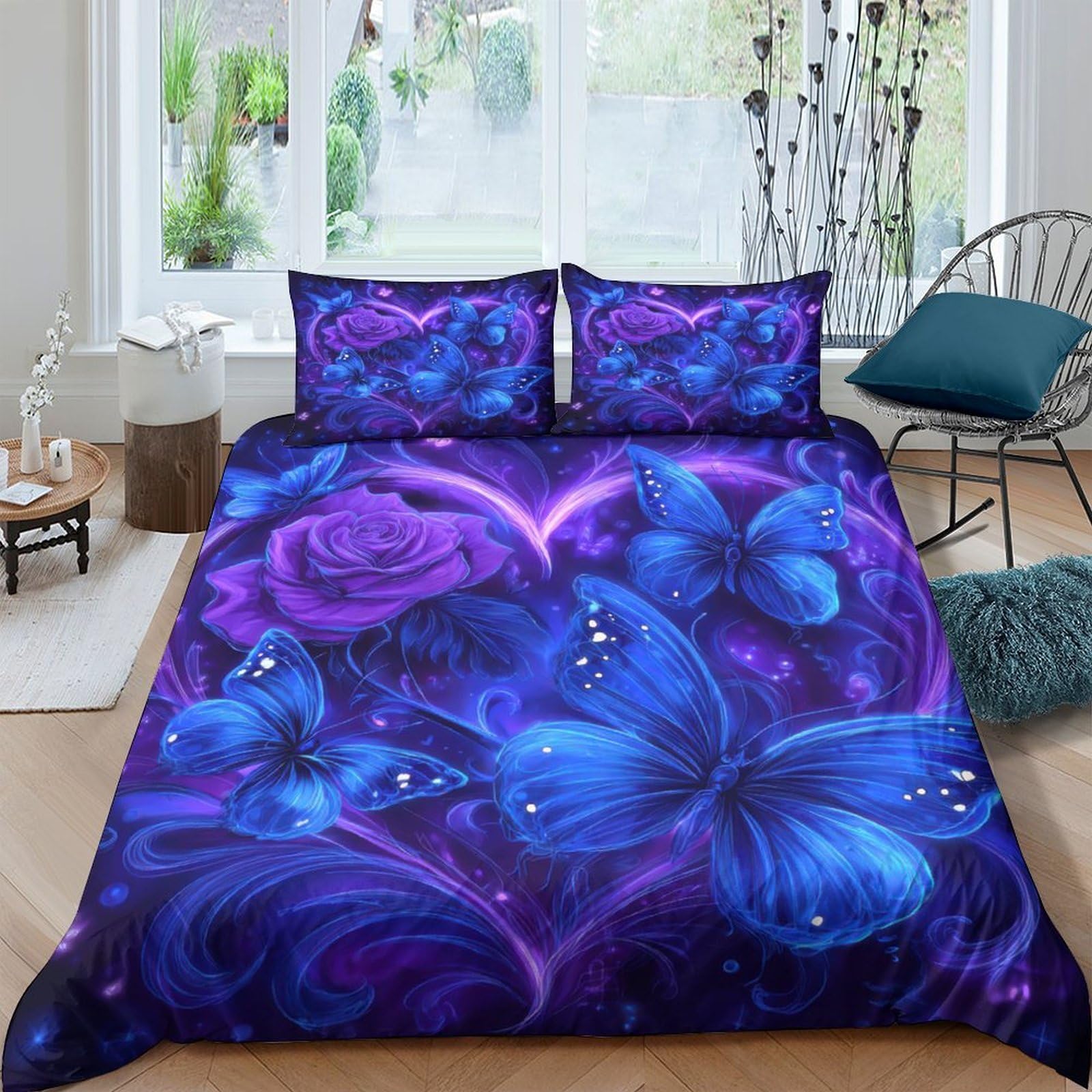 3D Printed Butterfly Quilt Cover, Microfiber Duvet Cover Hidden Zipper for