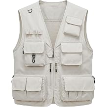 Mens Lightweight Safari Travel Fishing Photography Outdoor Work Cargo Vest with Pockets