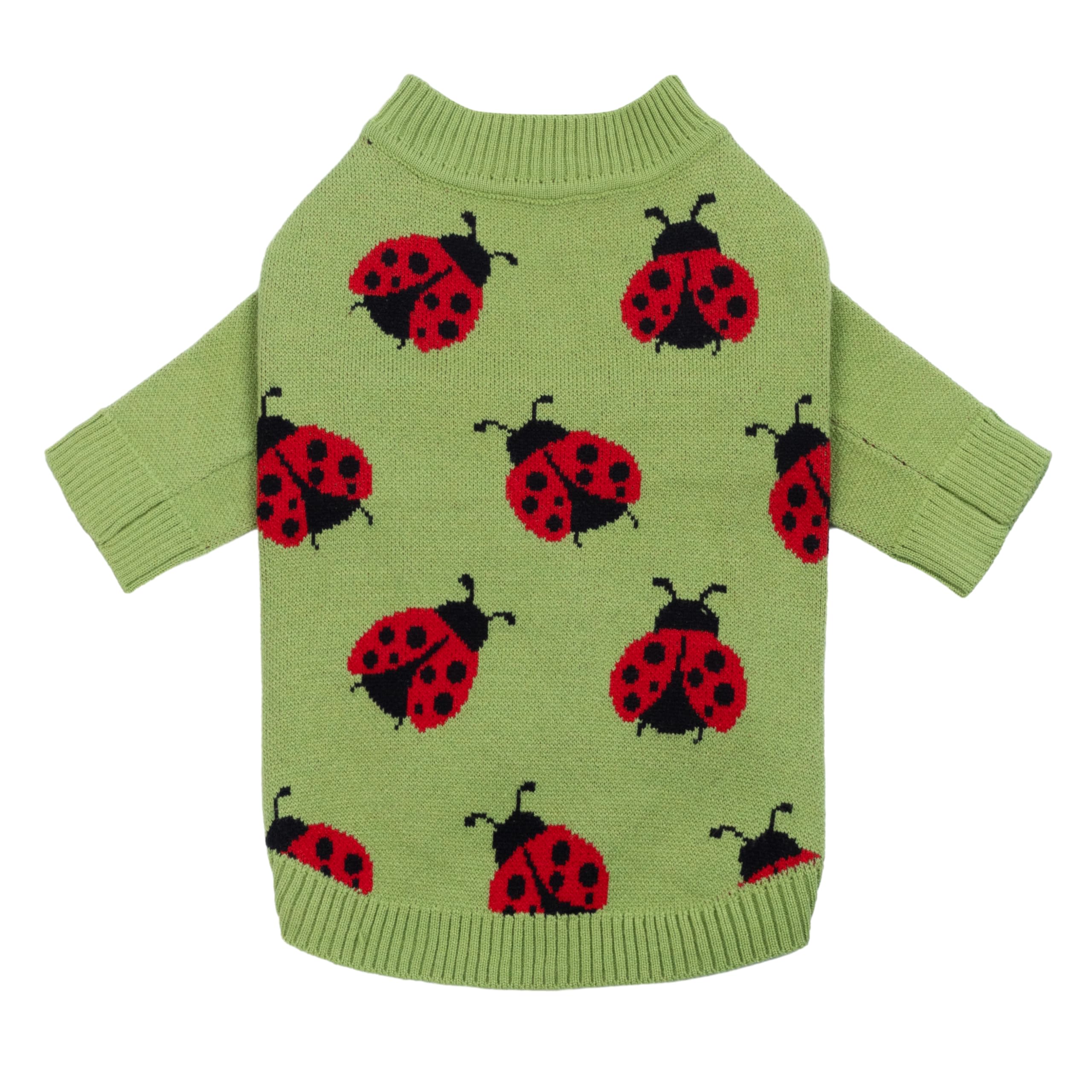 Fitwarm Ladybug Dog Sweater, Warm Dog Winter Clothes for Small Dogs Boy Girl, Pet Outfit, Green, Red, Black, Small