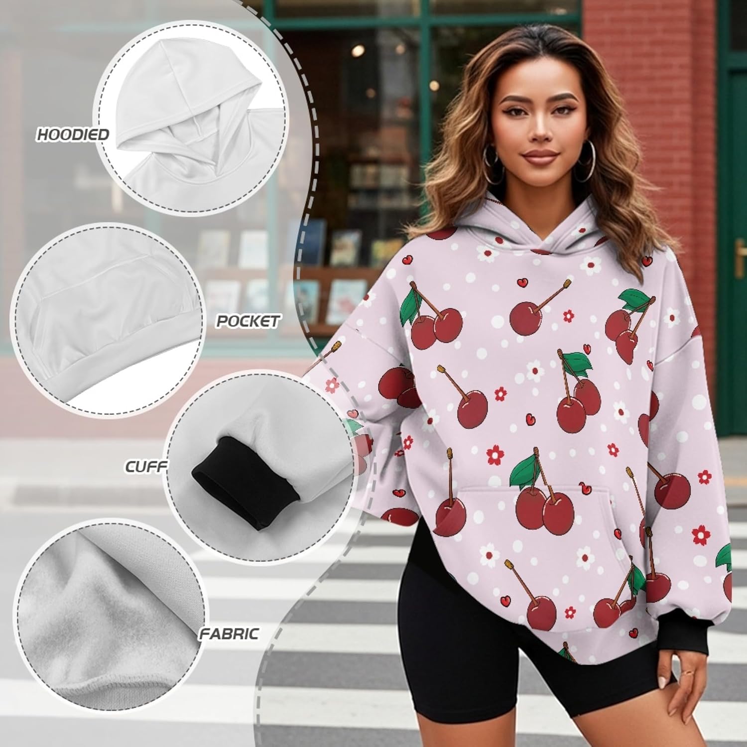 Womens Oversized Hoodies Fleece Athletic Sweatshirt Fashion Hooded Sweatshirt Hiking Winter Pullover Tops