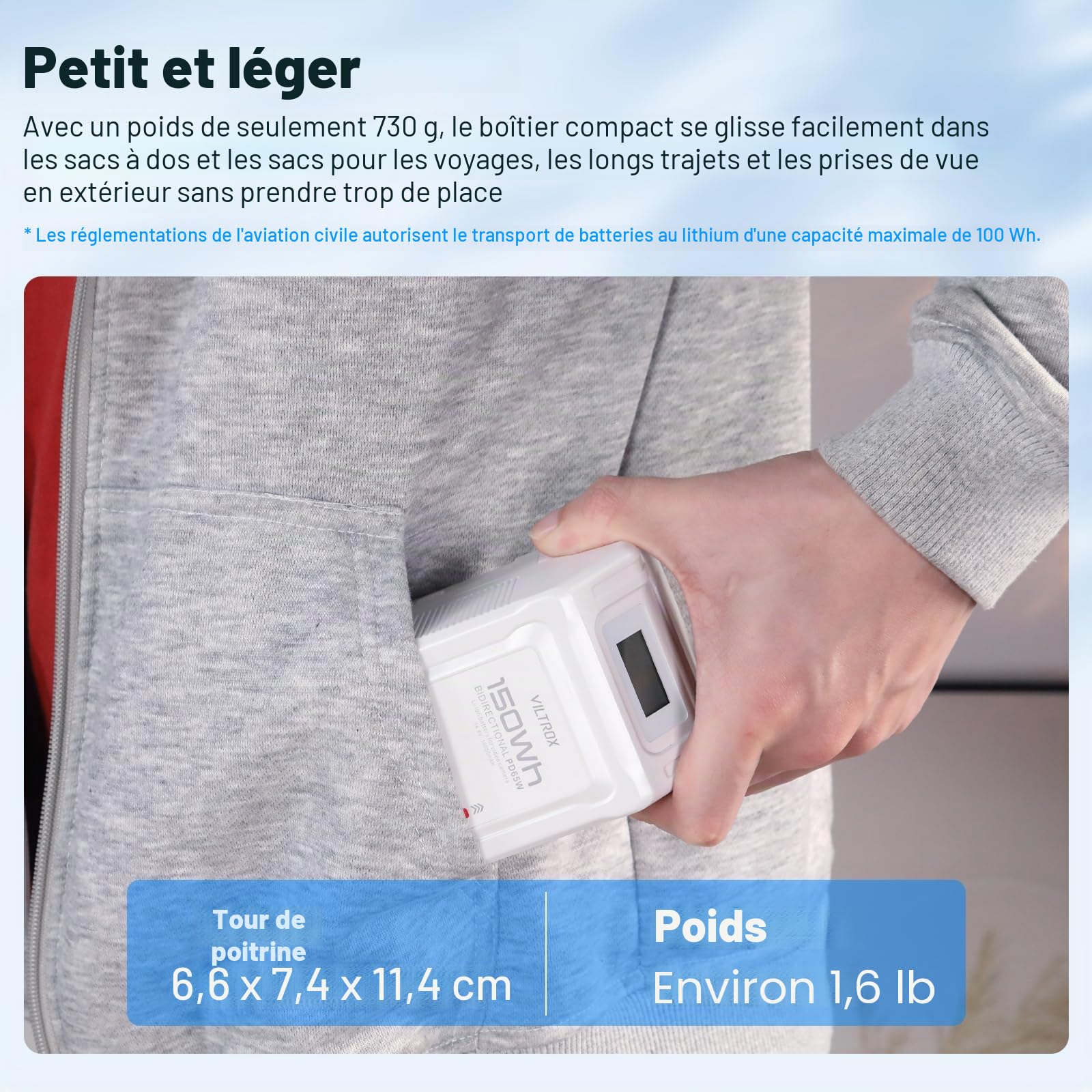 VILTROX BP-V150 V Mount 10050mAh Mini V-Lock Battery avec écran LCD,Dual D-Tap&USB Output,150Wh/14.8V,Blanc Batterie Mini V Lock en Appareils Photo,Caméscopes,Lampes LED,Moniteurs,MacBooks Smartphones