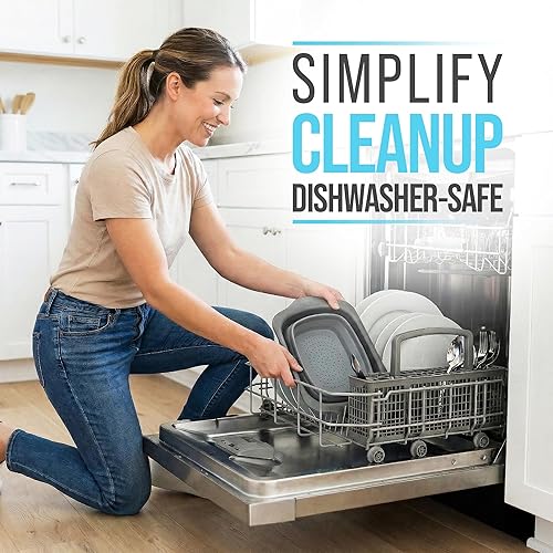 Miniatura 4 de XL Colador de cocina grande de Comfify - Colador plegable de silicona sobre el fregadero con asas extensibles - Uso con pasta, fruta, bayas y