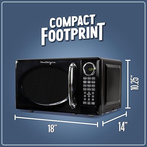 Miniatura 5 de Nostalgia Horno microondas retro, 0.7 pies cúbicos, tamaño de encimera de 700 vatios con tocadiscos de vidrio, bloqueo de seguridad para niños, 8