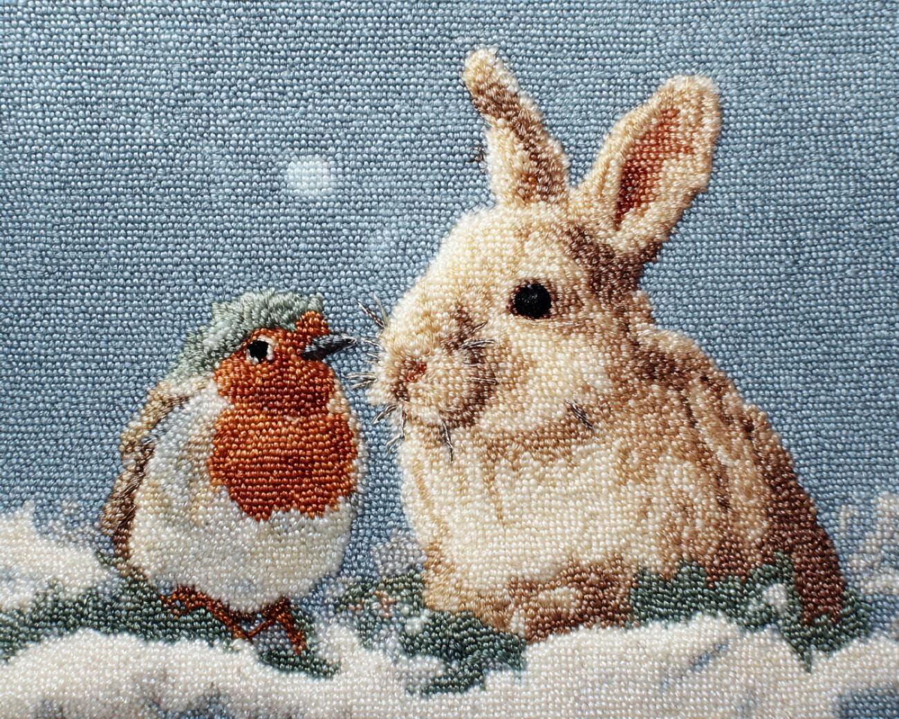 Henypt DIY Latch Hook Rug Kits Rabbits and Birds 55x75cm