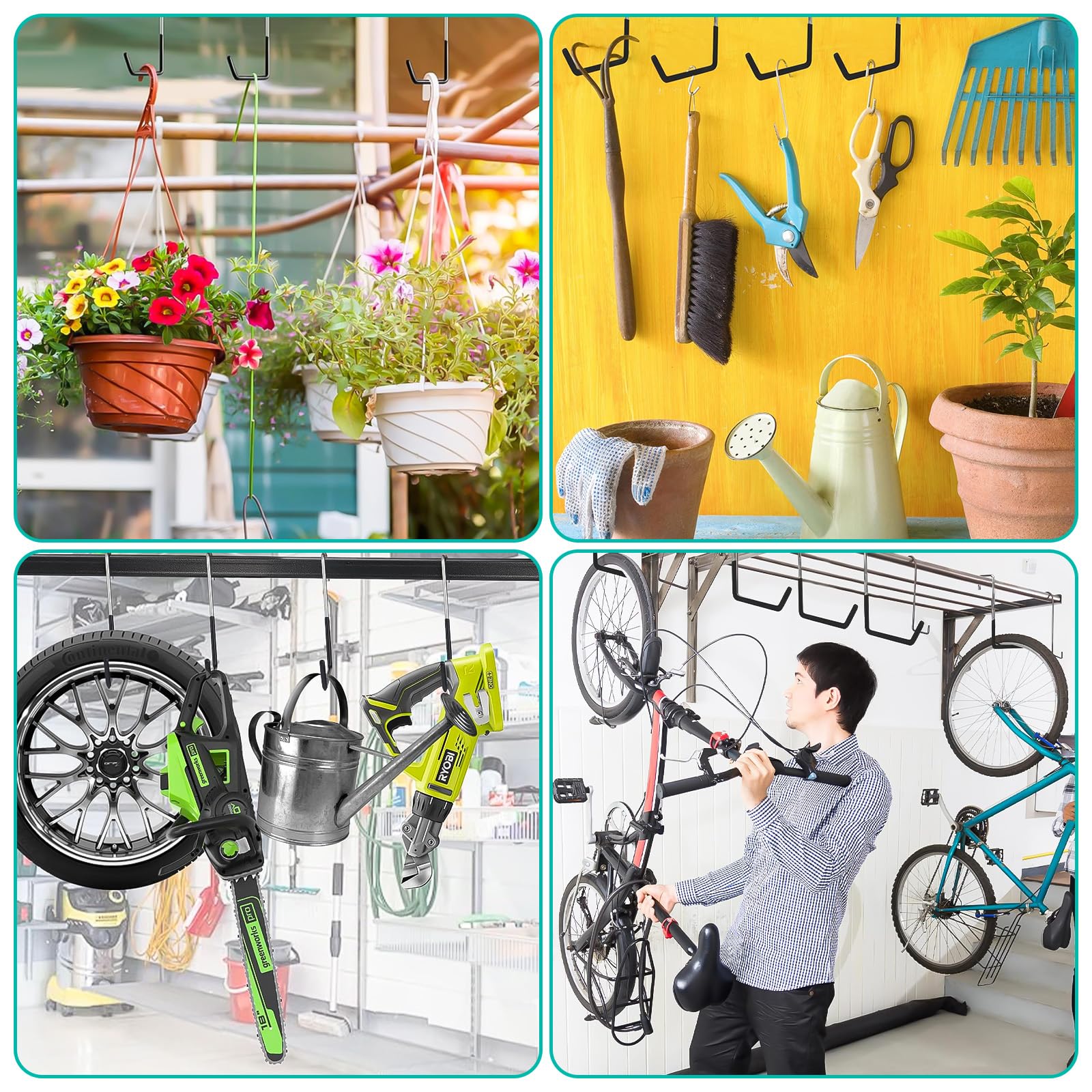 6 Pezzi Ganci Garage, Ganci a S per Garage 19cm per Scala, Bicicletta, Rafter Hanger Garden Tool Organizer