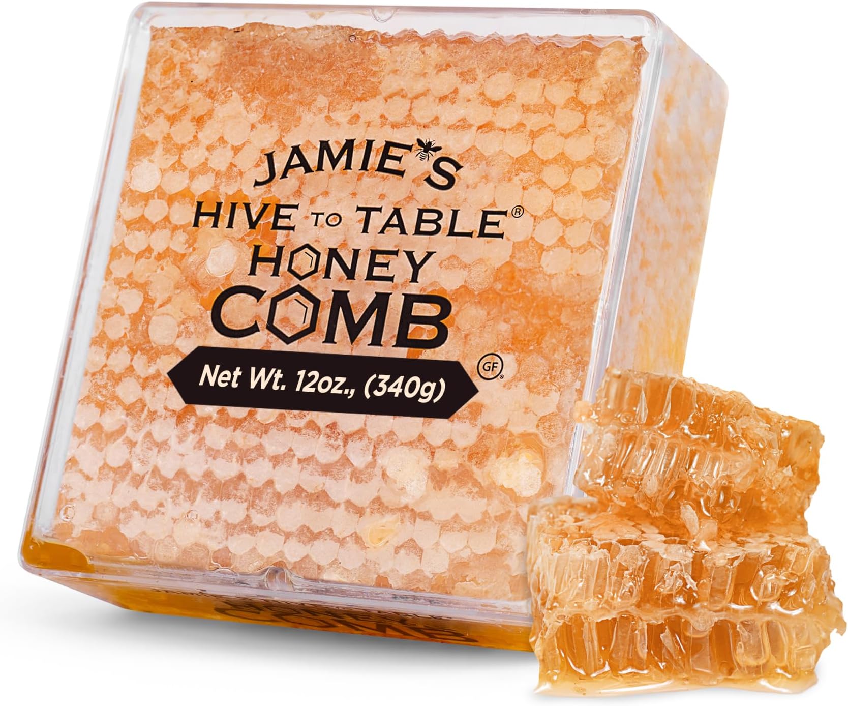 Jamie's Hive To Table 100% Raw Honeycomb, 12 Oz – All-Natural Pure Georgia Honeycomb, No Additives or Preservatives, Non-GMO