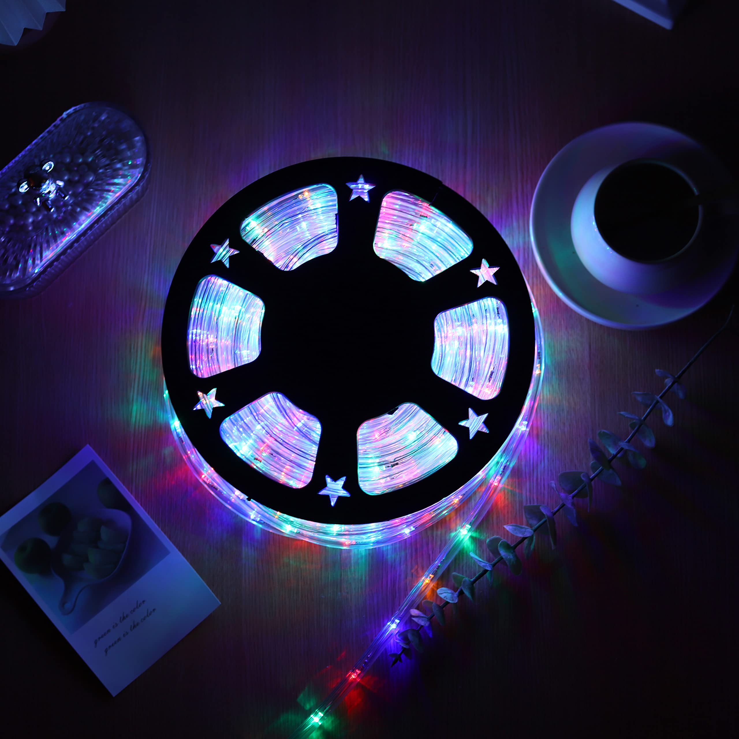PUHONG 100Ft 720 LED Christmas Rope Lights, Waterproof LED Connectable ...