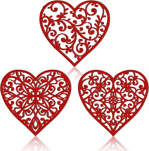 Lyrow Juego de 3 salvamanteles de hierro fundido con forma de corazĂłn para platos calientes, aptos para lavavajillas, juego de almohadillas Lyrow Juego de 3 salvamanteles de hierro fundido con forma de corazĂłn para platos calientes, aptos para lavavajillas, juego de almohadillas