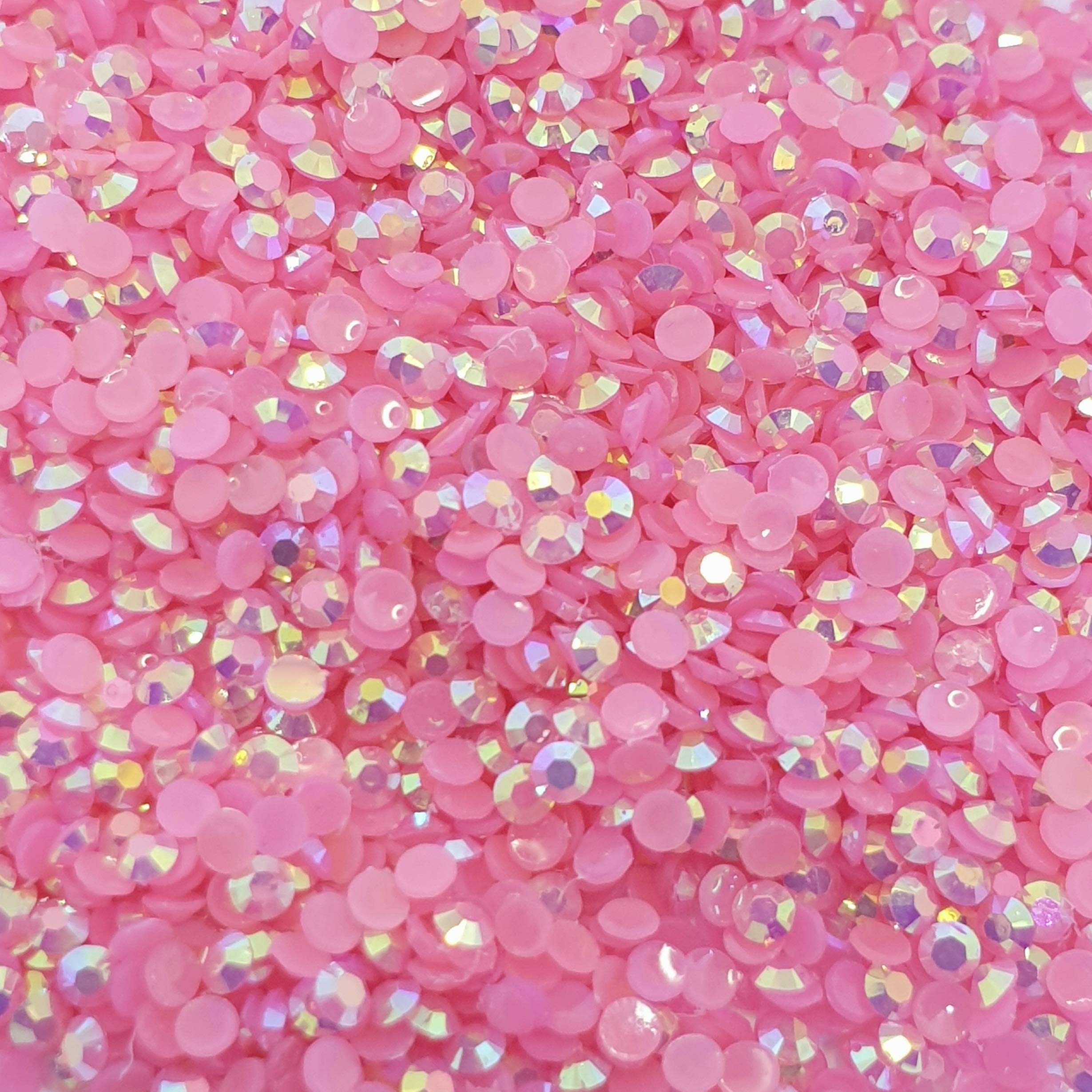 MajorCrafts 2000pcs 5mm ss20 Jelly AB Flat Back Round 14 Facets Resin Rhinestones Arts and Crafts Embellishment Gems (Light Pink AB C75) - Image 3