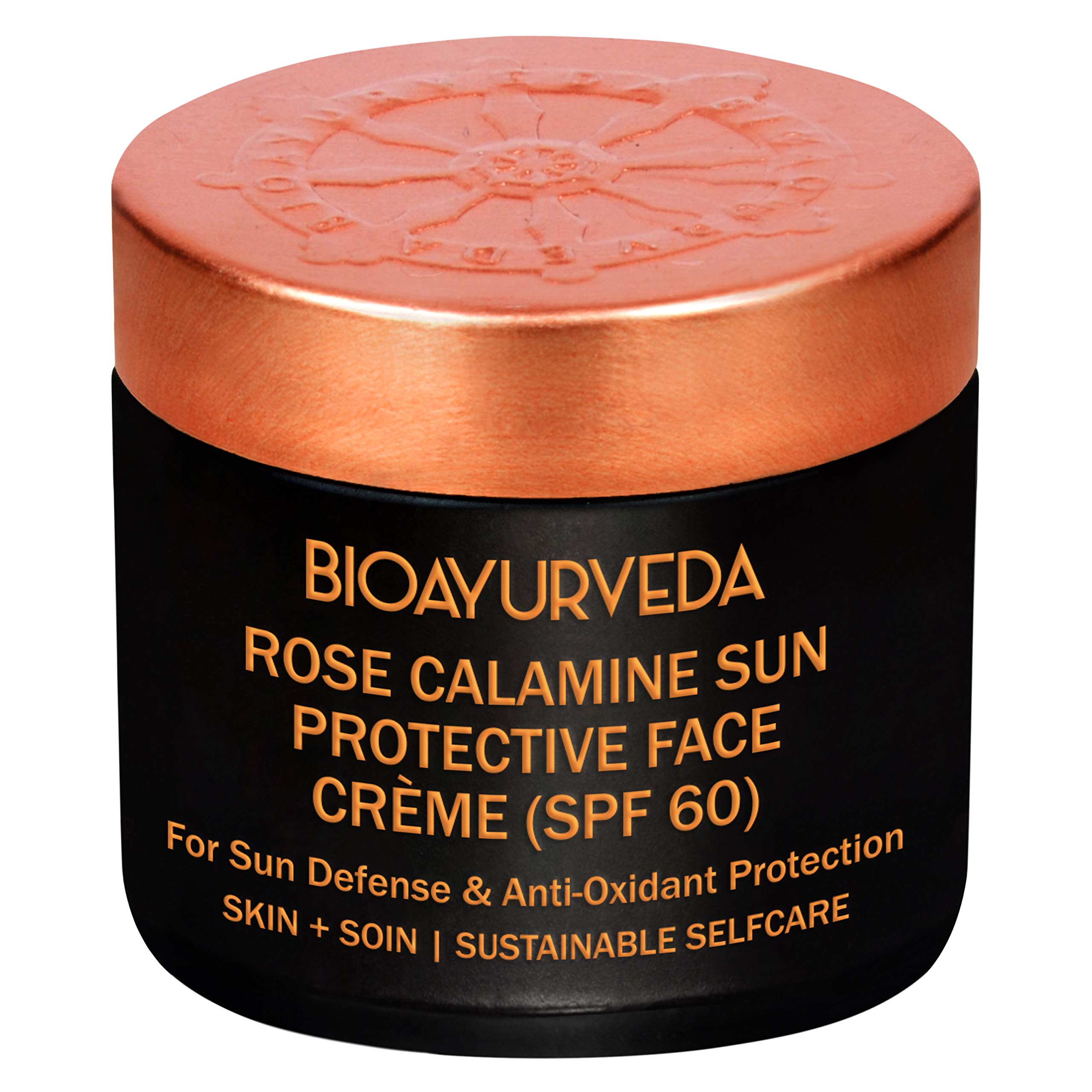 BIOAYURVEDA Rose Calamine Sun Protective Face Cream | SPF 60, Sunscreen Organic Moisturizer, Broad Spectrum, UVA UVB Protection| for Fine Lines, Wrinkles, Blemishes, Sunburn| All Type Skin(4 Oz)