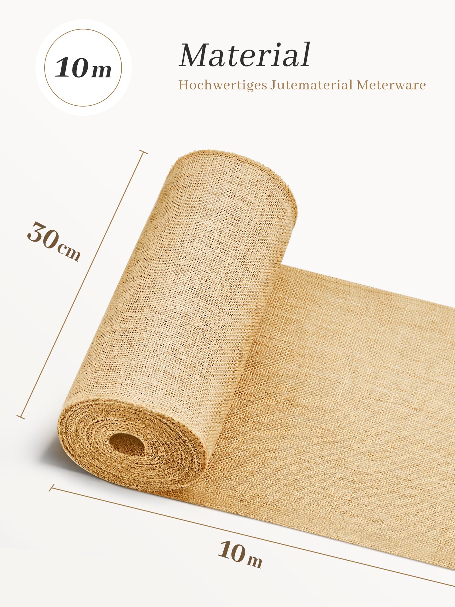 Jute tafelloper 30 cm x 10 m natuurlijke jute stoffen rol voor