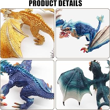 Fistone Western Dragon Toy Set, 3 PCS Realistic Battle Dragon, Lion Dragon, Demon Dragon Figurines, Creature Dragon Playset for Kids, Dragon Toy Action Figure for Kids Ages 3+