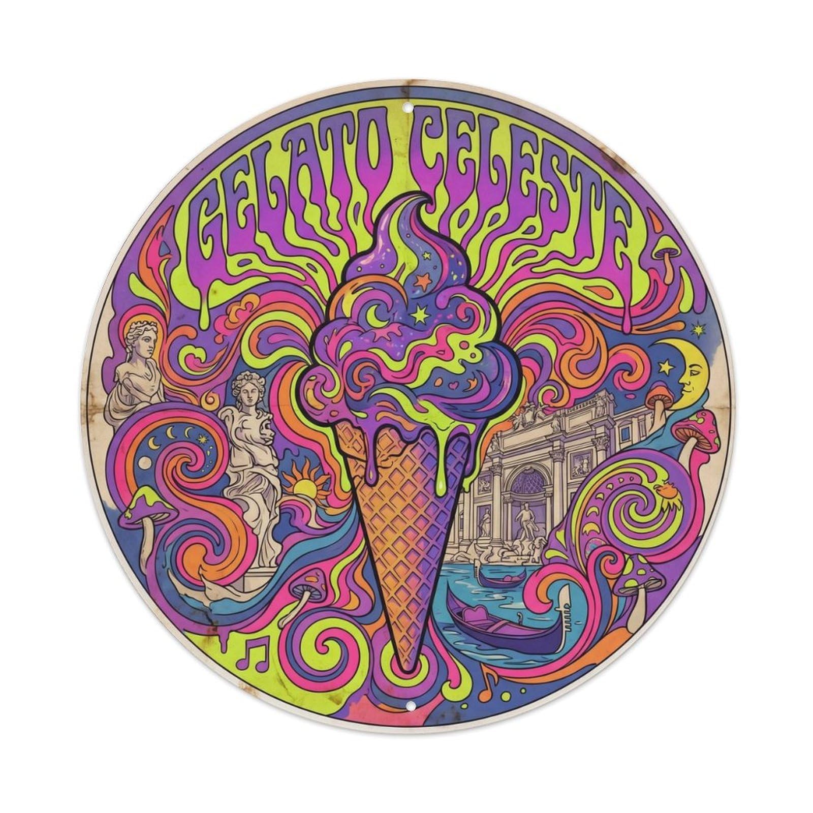 Gelato Creamery Psychedelic Dessert Culture Metal Tin Sign