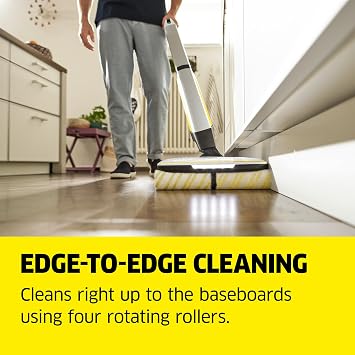 Karcher FC 7 Cordless All-in-One Hard Floor Cleaner with 4-Roller Technology for Simultaneous Wet and Dry Debris Removal