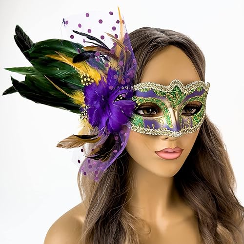 Miniatura 2 de Elegante máscara de plumas para mascarada, Mardi Gras, máscaras burlesque para mujer, disfraz de plumas, máscaras venecianas