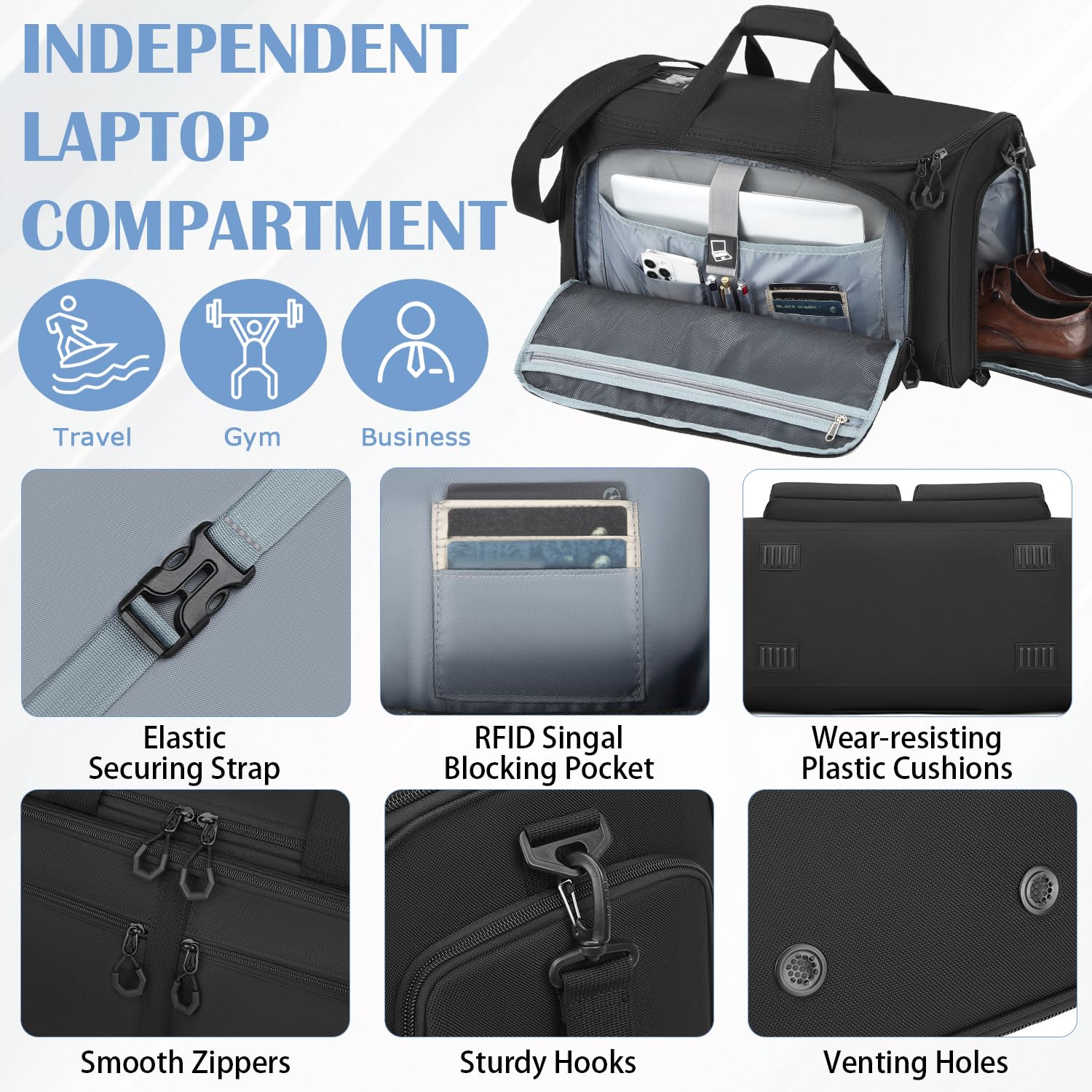 Sac à vêtements convertible unisexe pliable 2 en 1 Sac de voyage Bagage à main pour affaires, sport, week-end