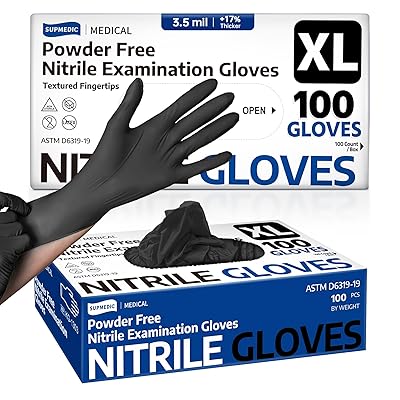 Medical Soft Max™ Black Nitrile Disposable Gloves, 100 Pcs, Latex-Free & Powder-Free Food Safe Food Prep Exam Gloves