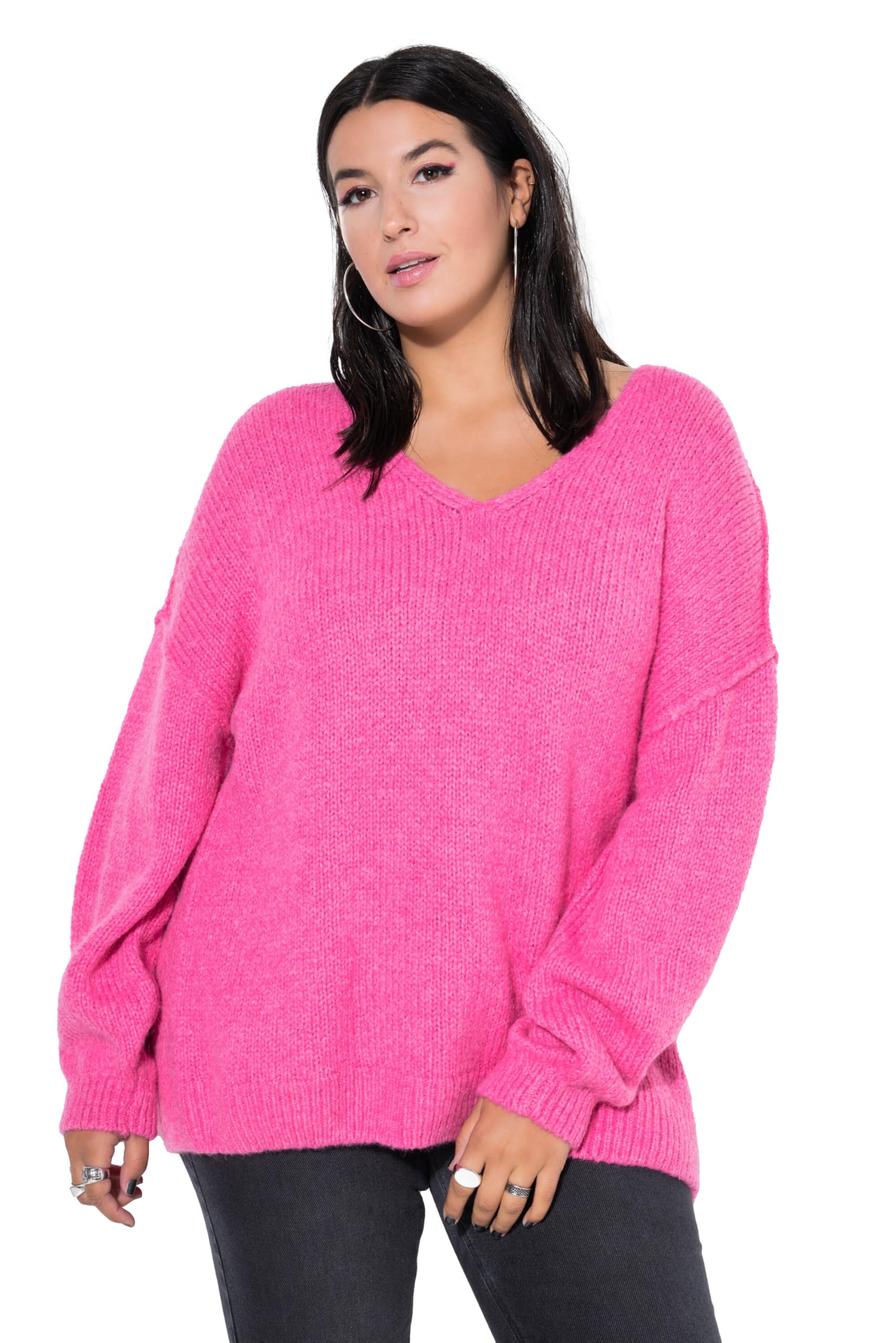 Studio Untold Damen große Größen Übergrößen Plus Size Pullover, Oversized, V-Ausschnitt, weiter Langarm 828414