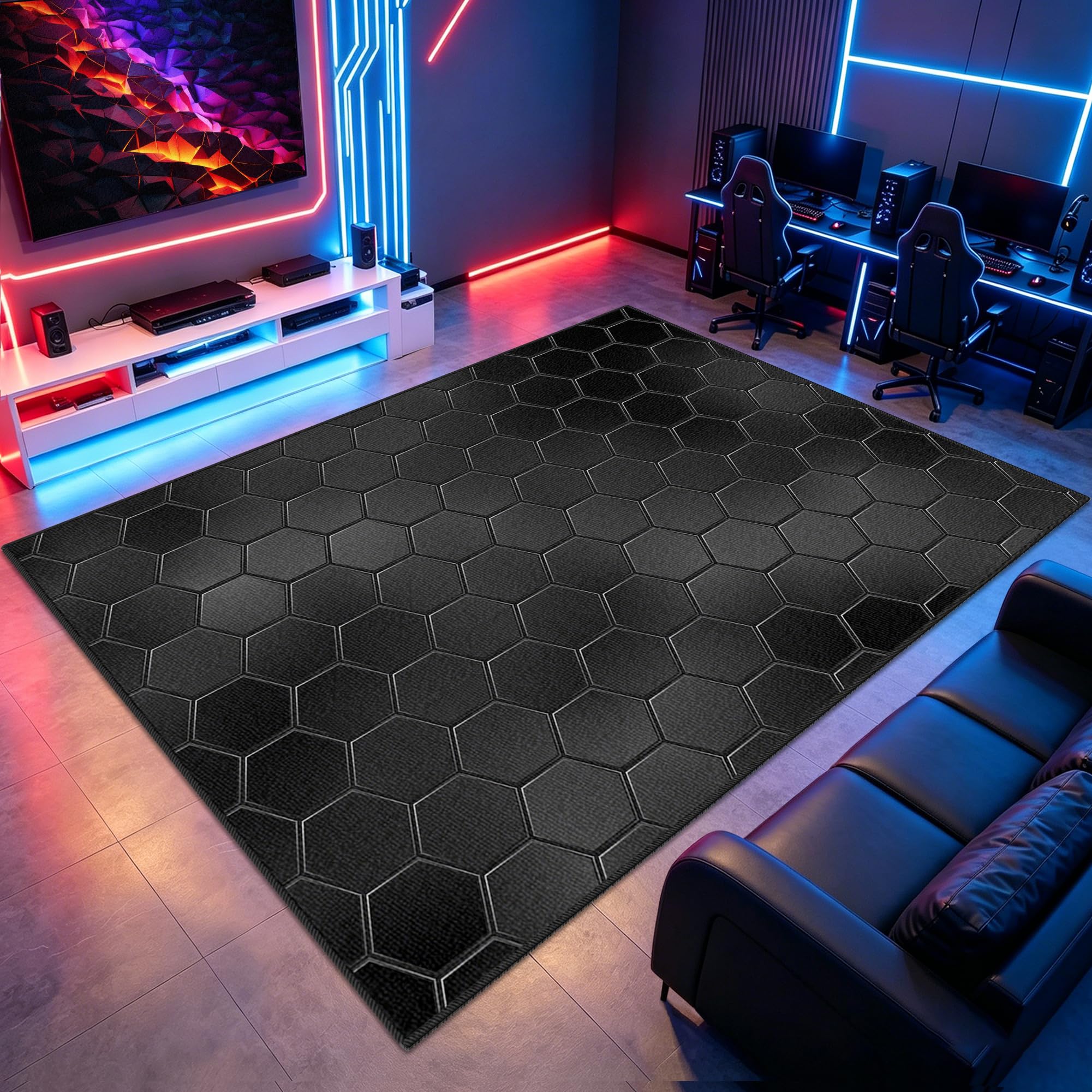 Tapis de chaise gaming antidérapant et grand tapis de jeu pour salon