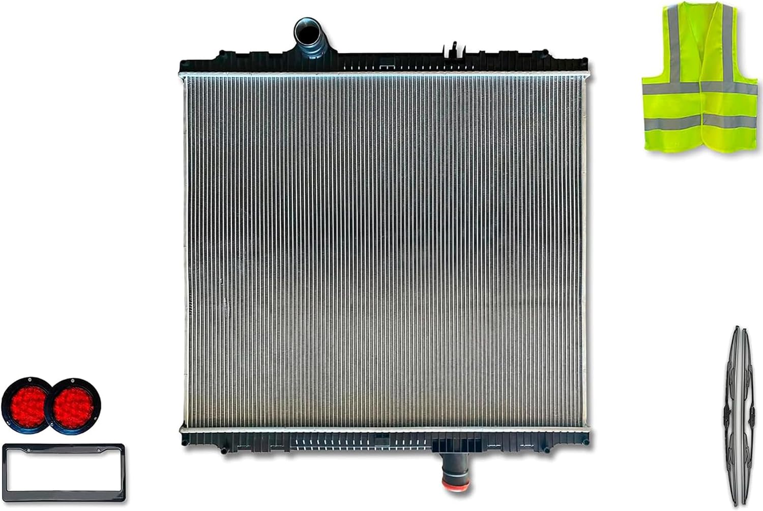 KOZAK Radiator 238900 Compatible with Peterbilt 579 2018+, Includes Logo, Windshield Wipers, License Plate Frame, 2x Trailer Tail Lights, and Reflective Vest