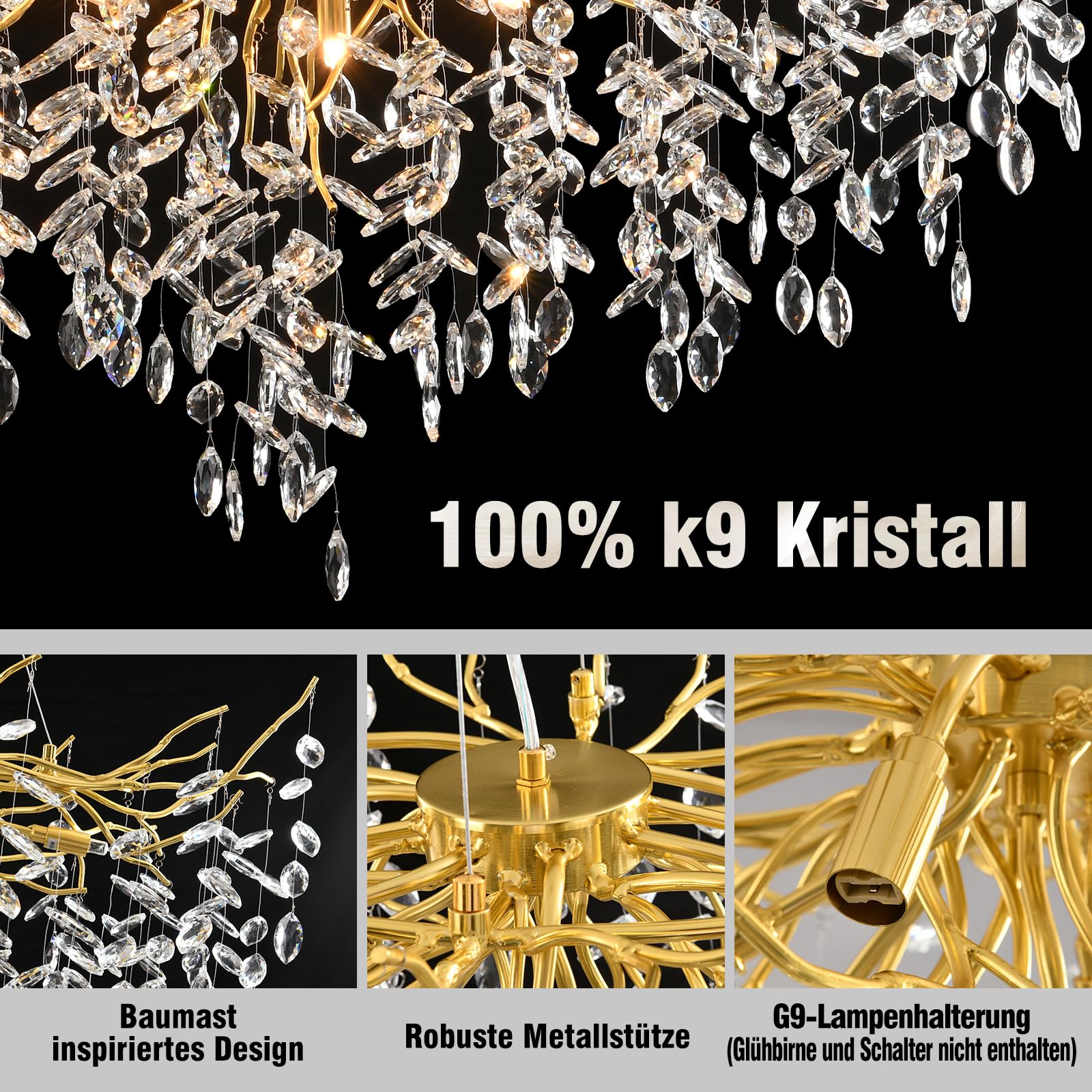 ACHEIRO - Kroonluchter - Goud - Kristal | Leen Bakker