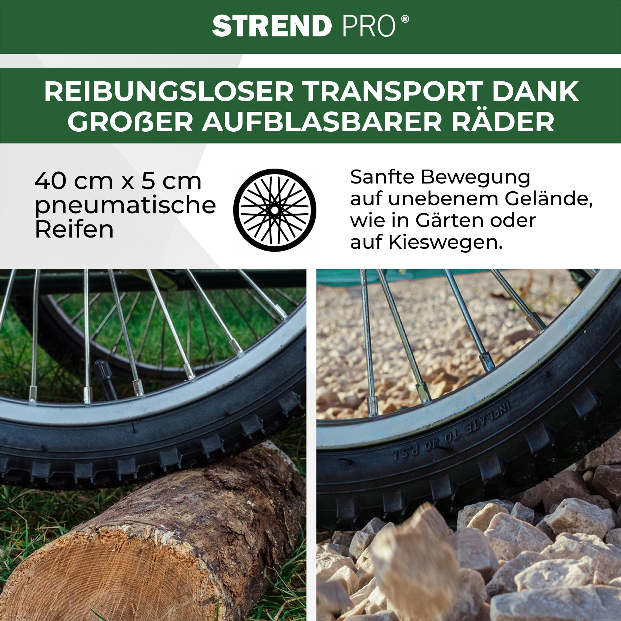 STREND PRO Bollerwagen | Handwagen | Metall | klappbare Seiten | bis 100KG | Große Räder, Metallkonstruktion | Transportwagen für Garten & Transport | Holzhandwagend, Gartenwagen | Victor