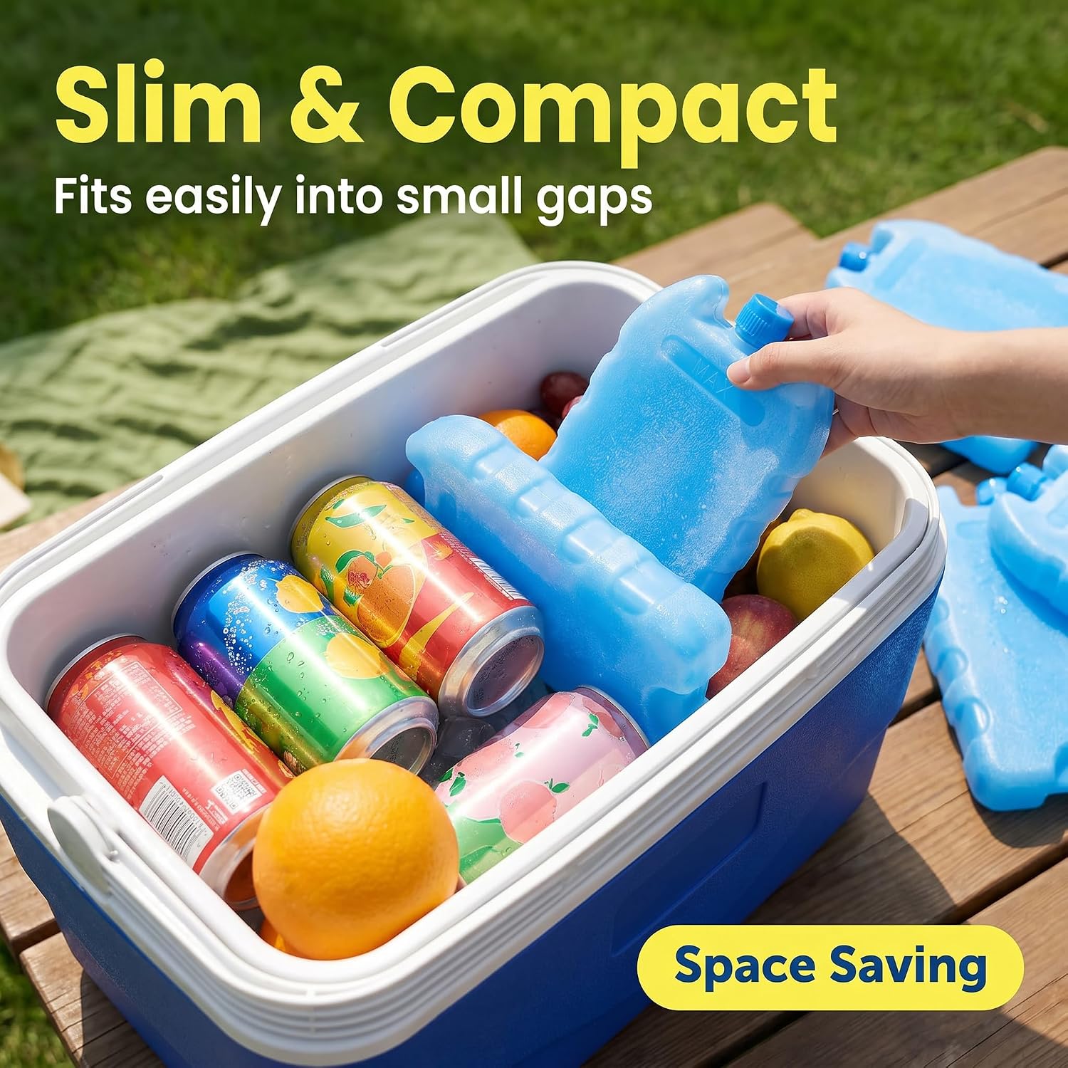 Ice Packs for Coolers, 8pc Reusable Ice Freezer Blocks Cooler Freezer Blocks for Lunch Boxes, Camping, Picnics, Hiking, Beach, Fishing, Outdoor Sports, Family Outings