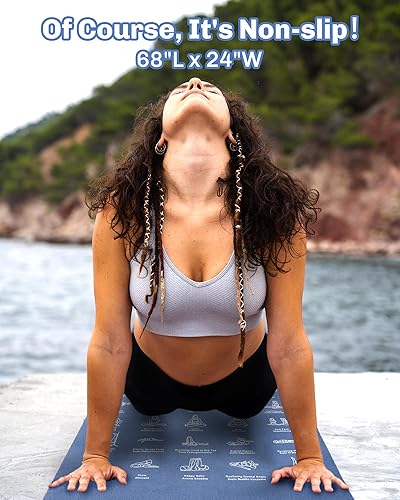 Miniatura 5 de Instructional Travel Yoga Mat with 75 Asanas Poses & Exercises - Christmas Gifts for Wife and Girls, Non-slip Exercise Mat for Home Workout,