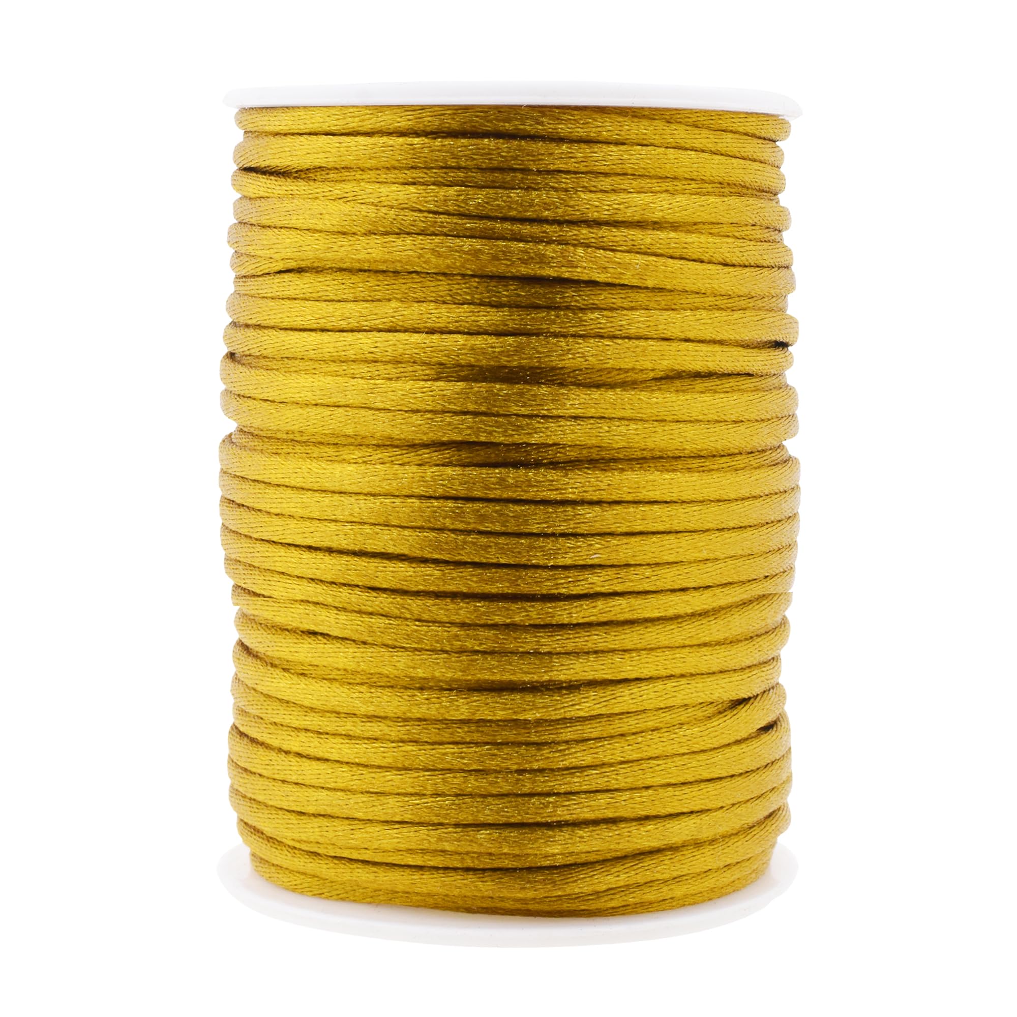 Mandala Crafts Dijon Gold Nylon Satin Cord 3Mm Rattail String - 50 Yds Nylon Chinese Knotting Cord For Bracelet Necklace Jewelry Making Macrame Trim