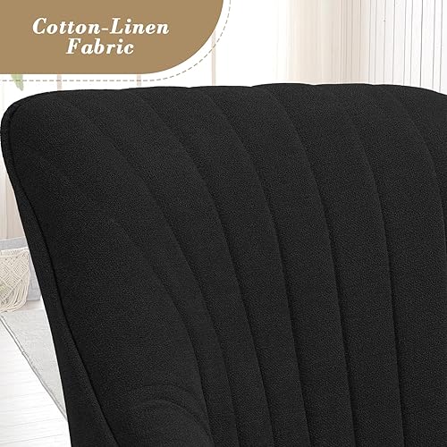 Miniatura 6 de Athena Collection Silla decorativa moderna, cómoda silla de lectura giratoria para adultos, sillón de tela tapizada suave con patas de madera para