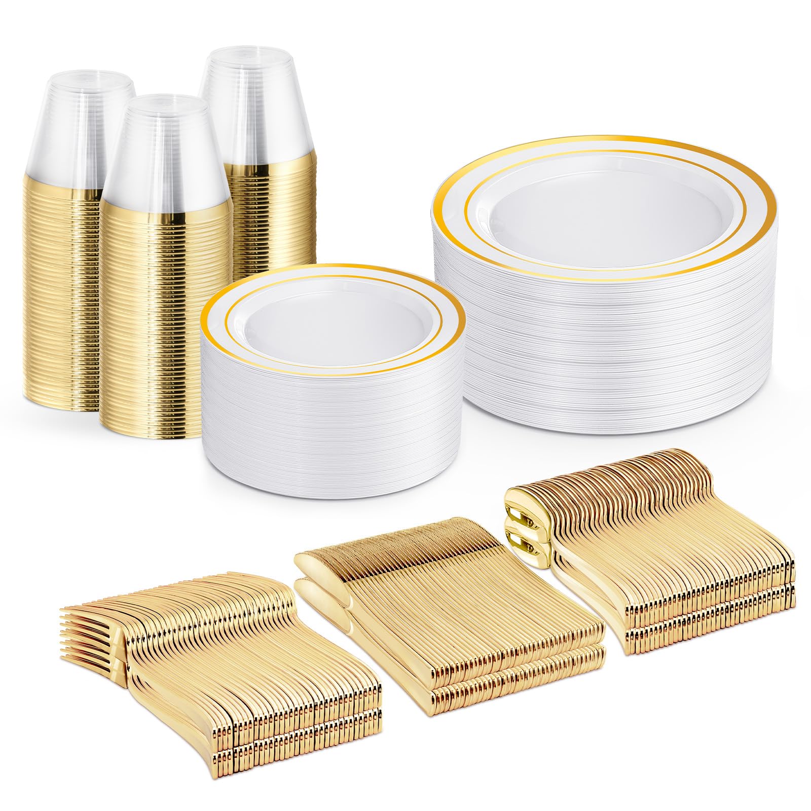 WELLIFE Silver Disposable Dinnerware Set - 600 Piece -16