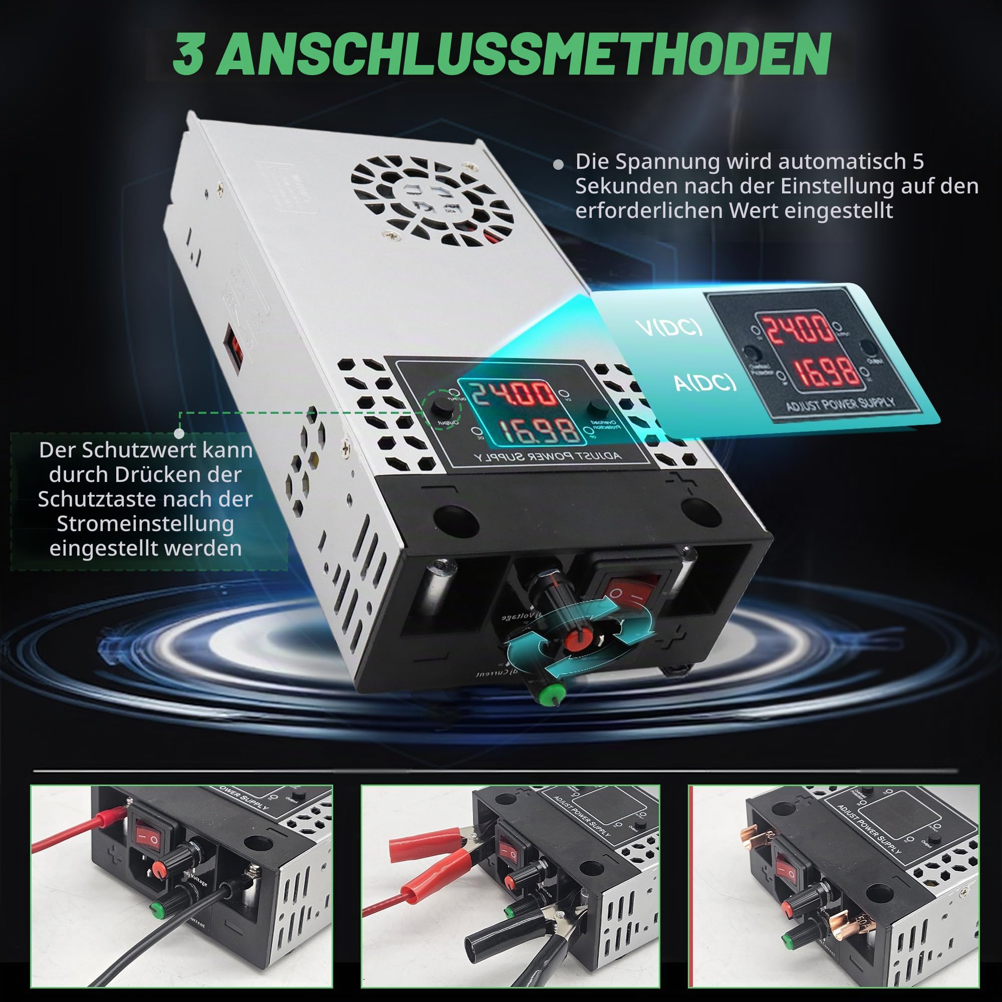 Upgrade Einstellbar Trafo DC 30V 17A 500W Netzteil Transformator Schalternetzteil 230V AC auf DC Netzteil 30Volt Transformator Industriell für LED Lichtleiste CCTV Kamera Sicherheitssystem Radio SMPS