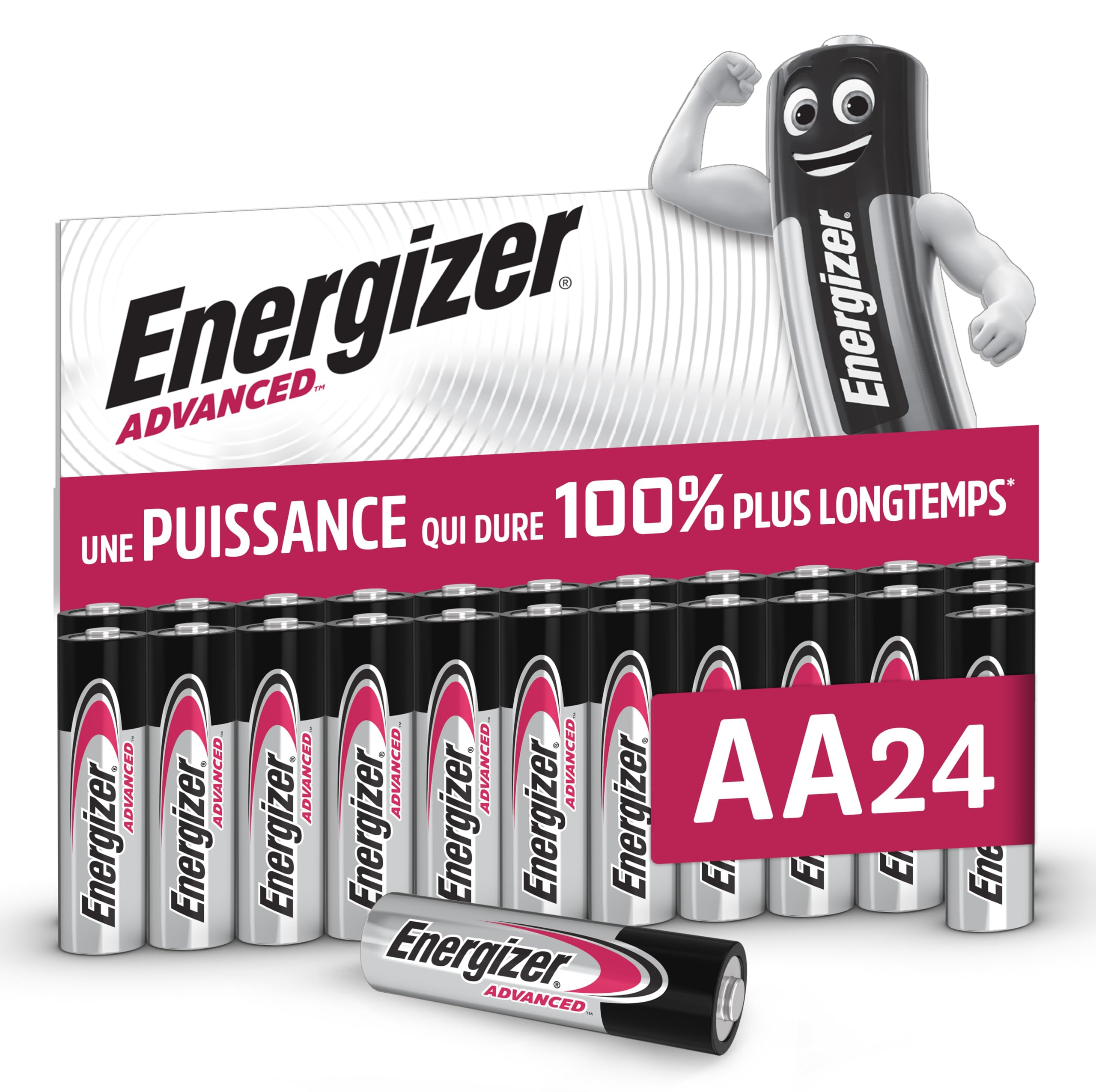 Energizer Advanced Piles AA (Lot de 24) Mignon LR6 Alcaline 1,5 V - Haute Performance - Télécommandes, Jouets et Électroniques - Made in EU - Emballage 0% Plastique - Conservation 10 Ans