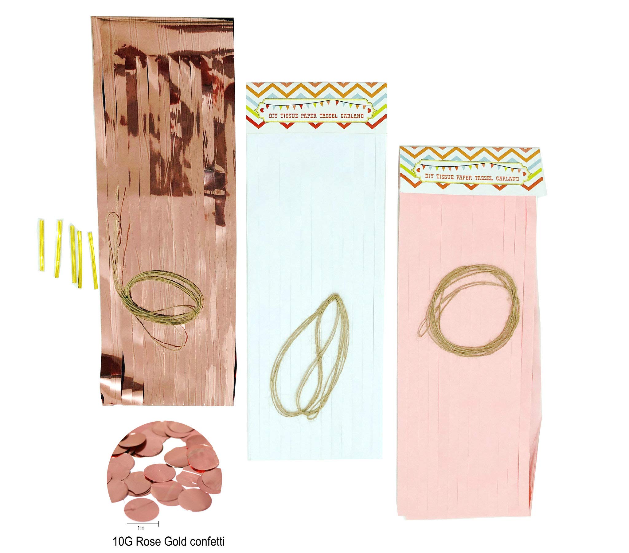 zorpia Tissue Paper Tassels Party Garland, 15pcs Rose Gold Foil Pink White Tassel 10g Rose Gold Confetti Gift for Wedding Valentine's Day Bridal Shower Baby Shower Birthday Party Decorations
