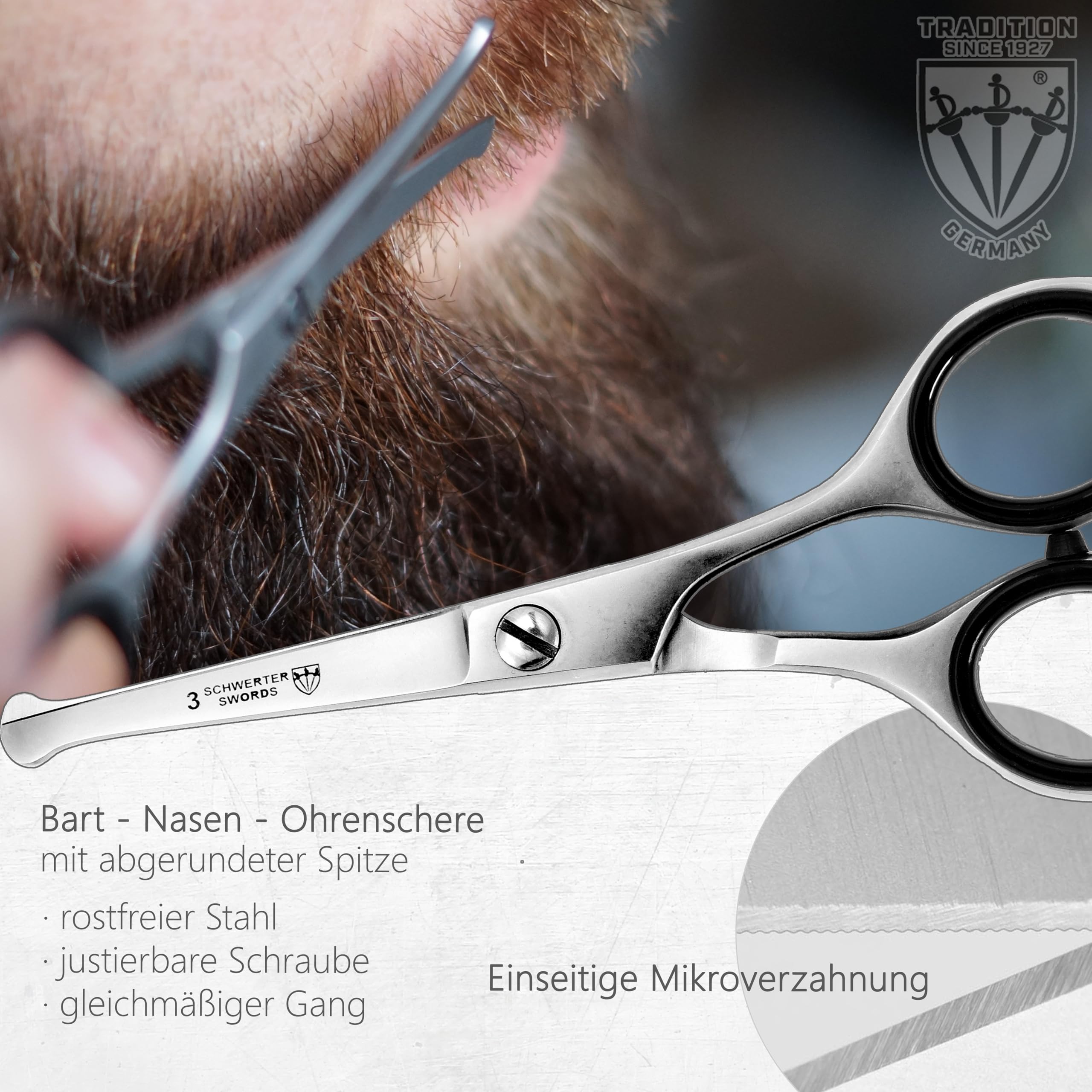 DREI SCHWERTER - Kit de manucure de 8 pièces pour hommes | Kit de soin des ongles de qualité supérieure dans un étui en cuir véritable. Couleur : noir | Contenu : kit d'ongles, 8 instruments avec
