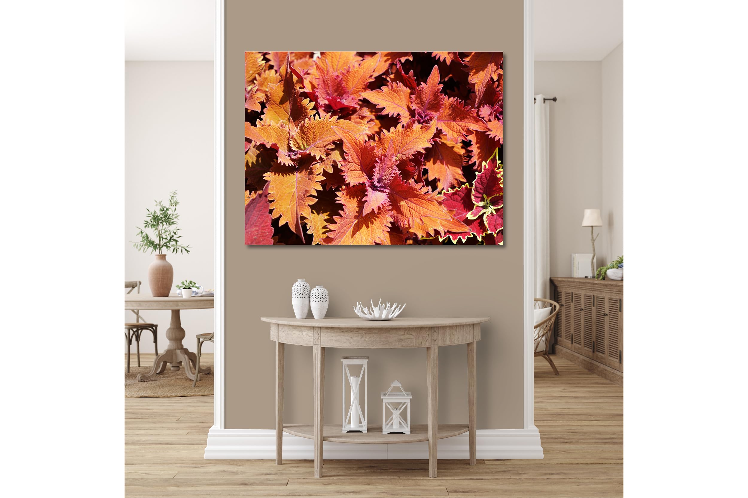 Glücksvilla - Foglie colorate (tela 2 cm, 60 x 40 cm) | varie misure - quadro murale orizzontale - giardino albero ramo pianta natura botanica campo prato